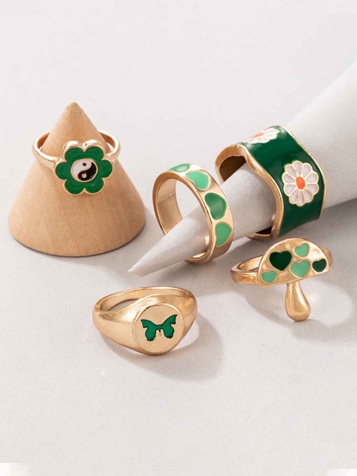 YouBella Jewellery Gold Plated Enamelled Combo of Rings for Girls and Women (YBRG - 20144)