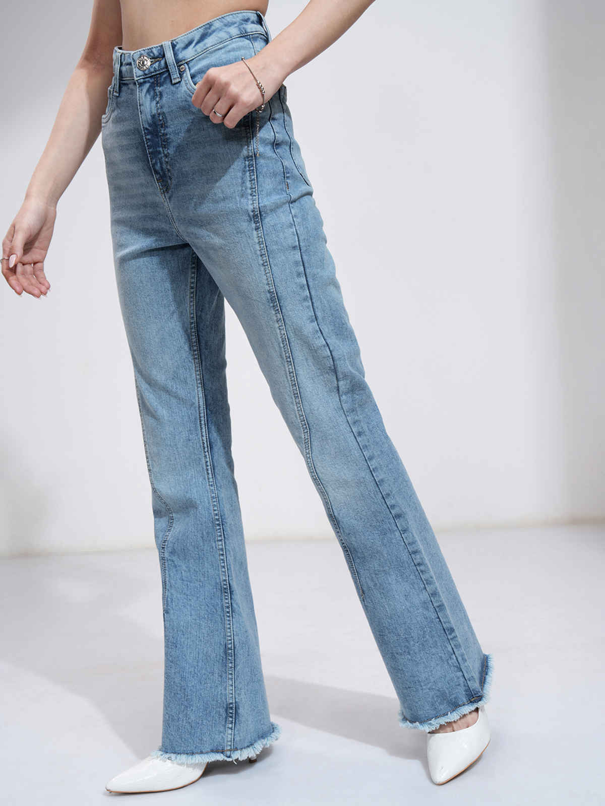 Tokyo Talkies Women's High Waist Bootcut Jeans | Light Blue - 28