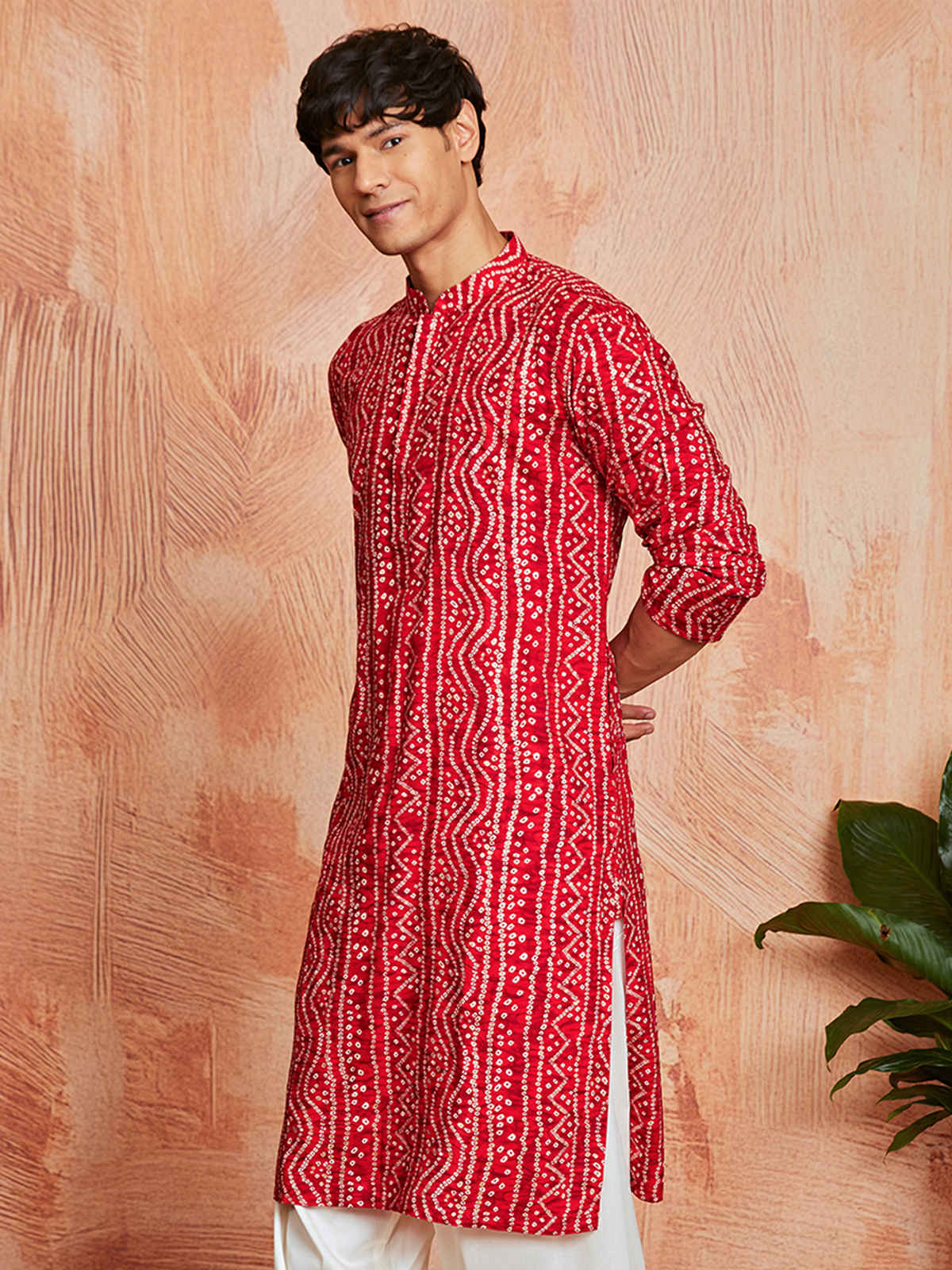 Vastramay Men's Rayon Kurta for Eid | Red - M