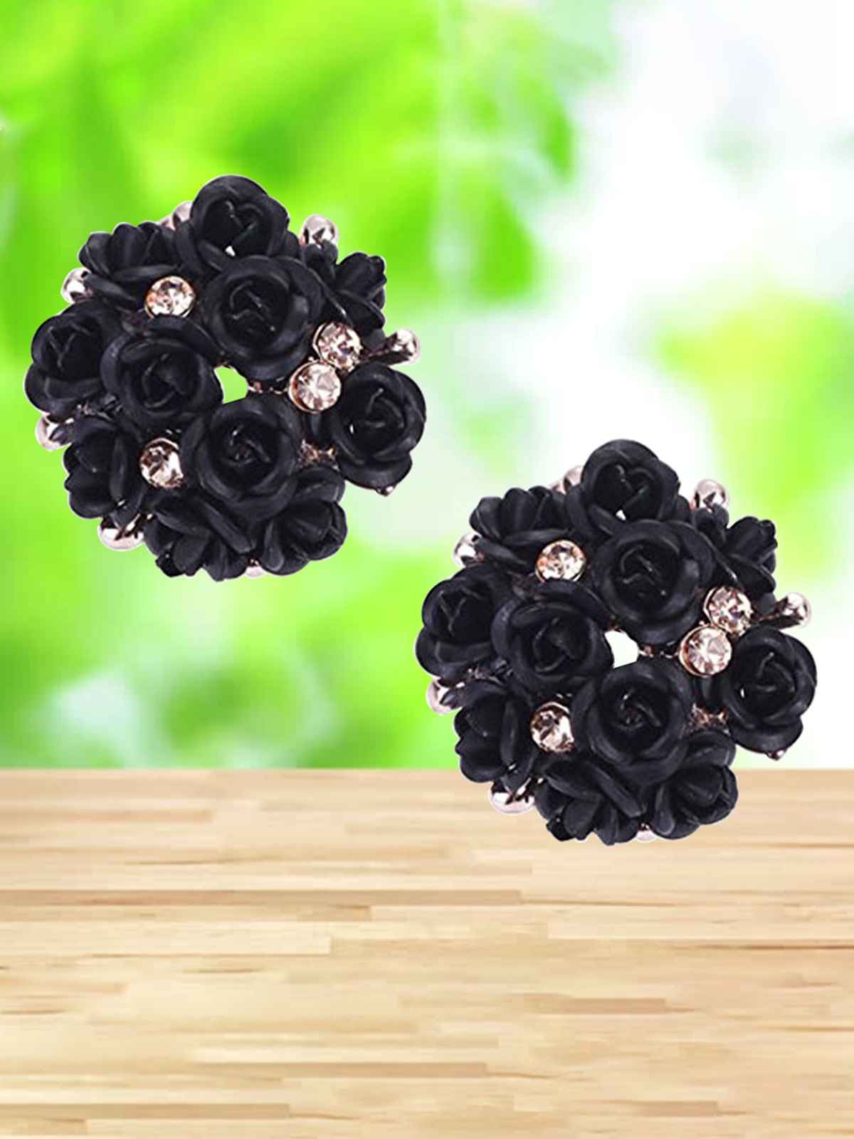 Youbella Fashion Jewellery Rose Shape Stud Earrings For Girls And Women (Black)(Ybear - 31674)