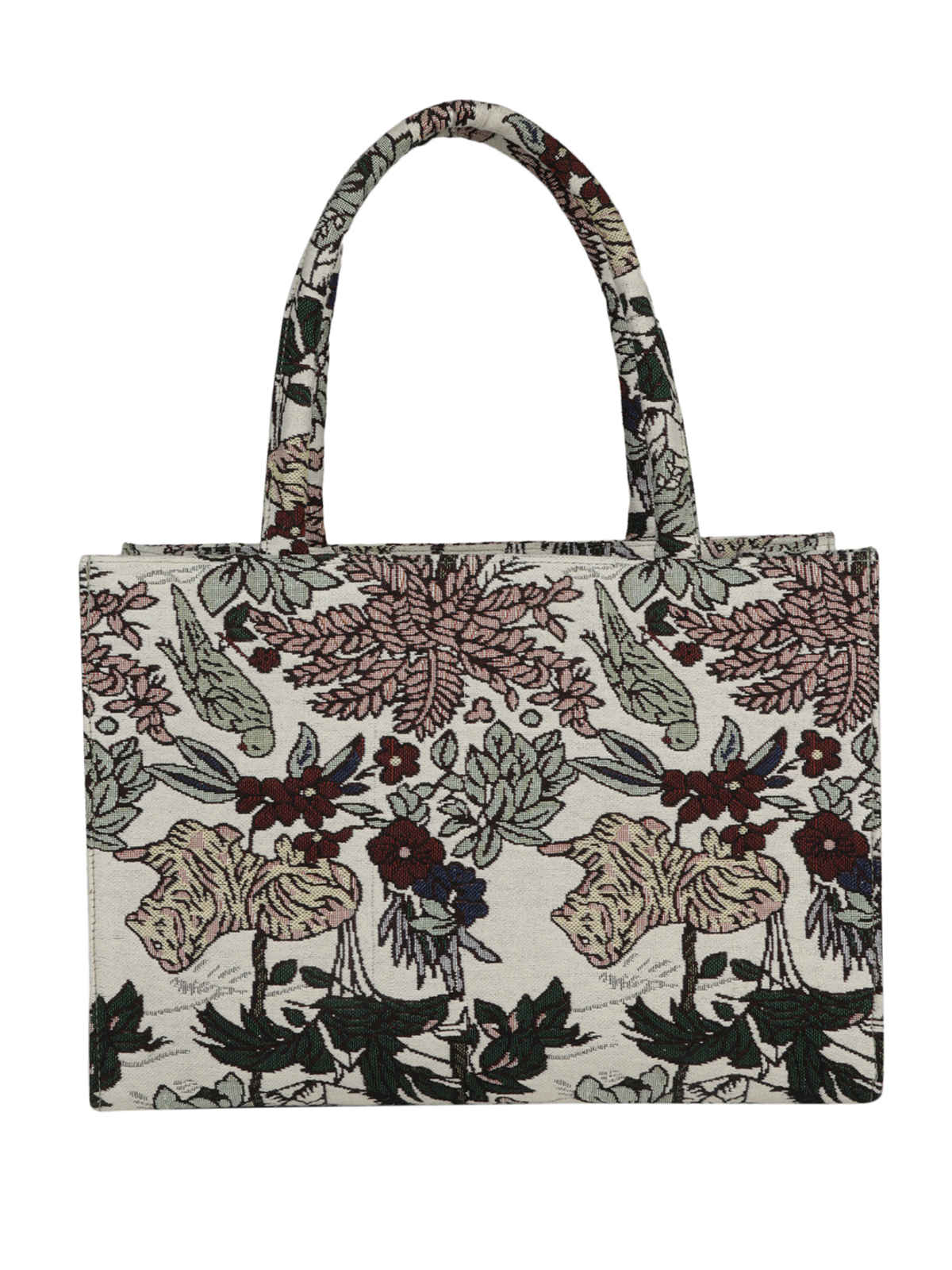 Mini Wesst Women's Floral Faux Leather 20 L Double Handle Tote Bag | Black and White - Regular