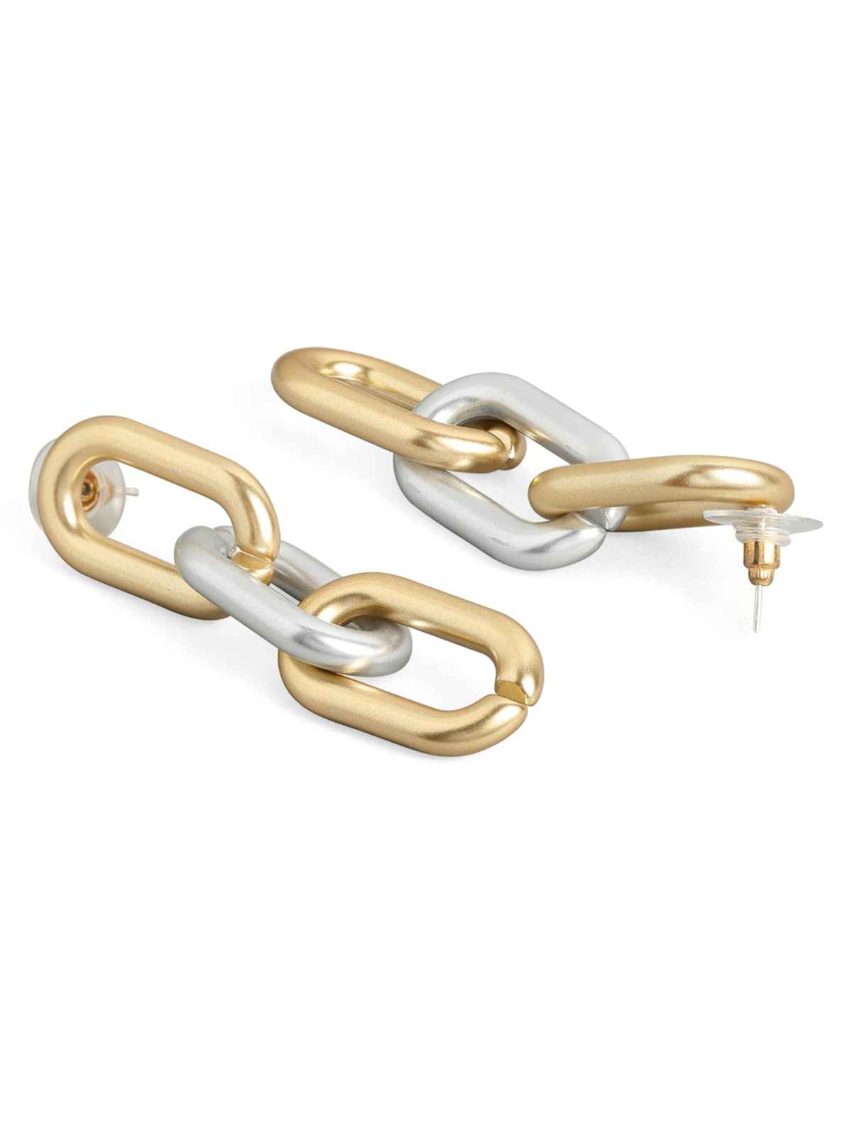 Rubans Gold & Silver Toned Geometric Drop Earrings