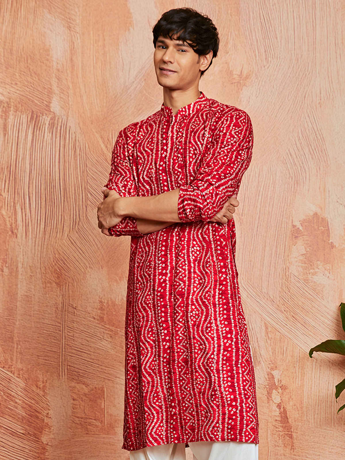 Vastramay Men's Rayon Kurta for Eid | Red - M
