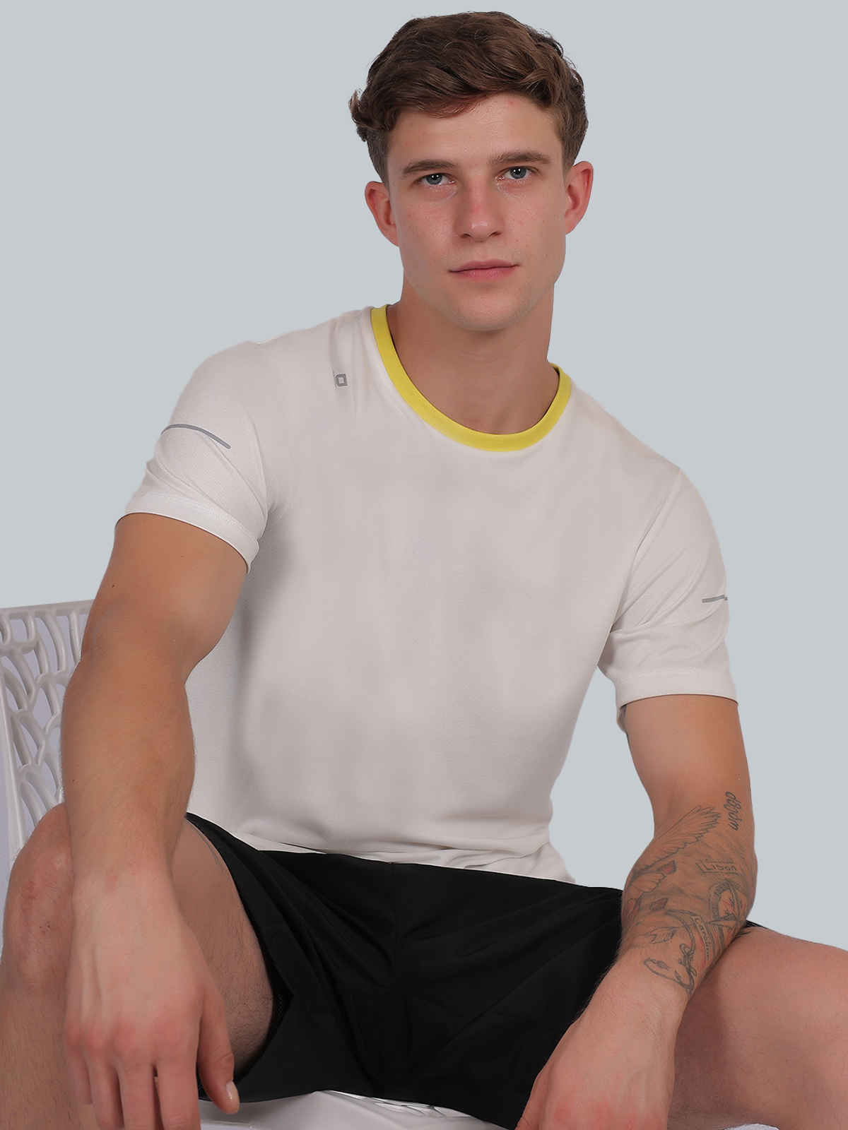 Dida Men's Sports T-shirt | Regular Comfortable Stretchable Dry-Fit | White - XL