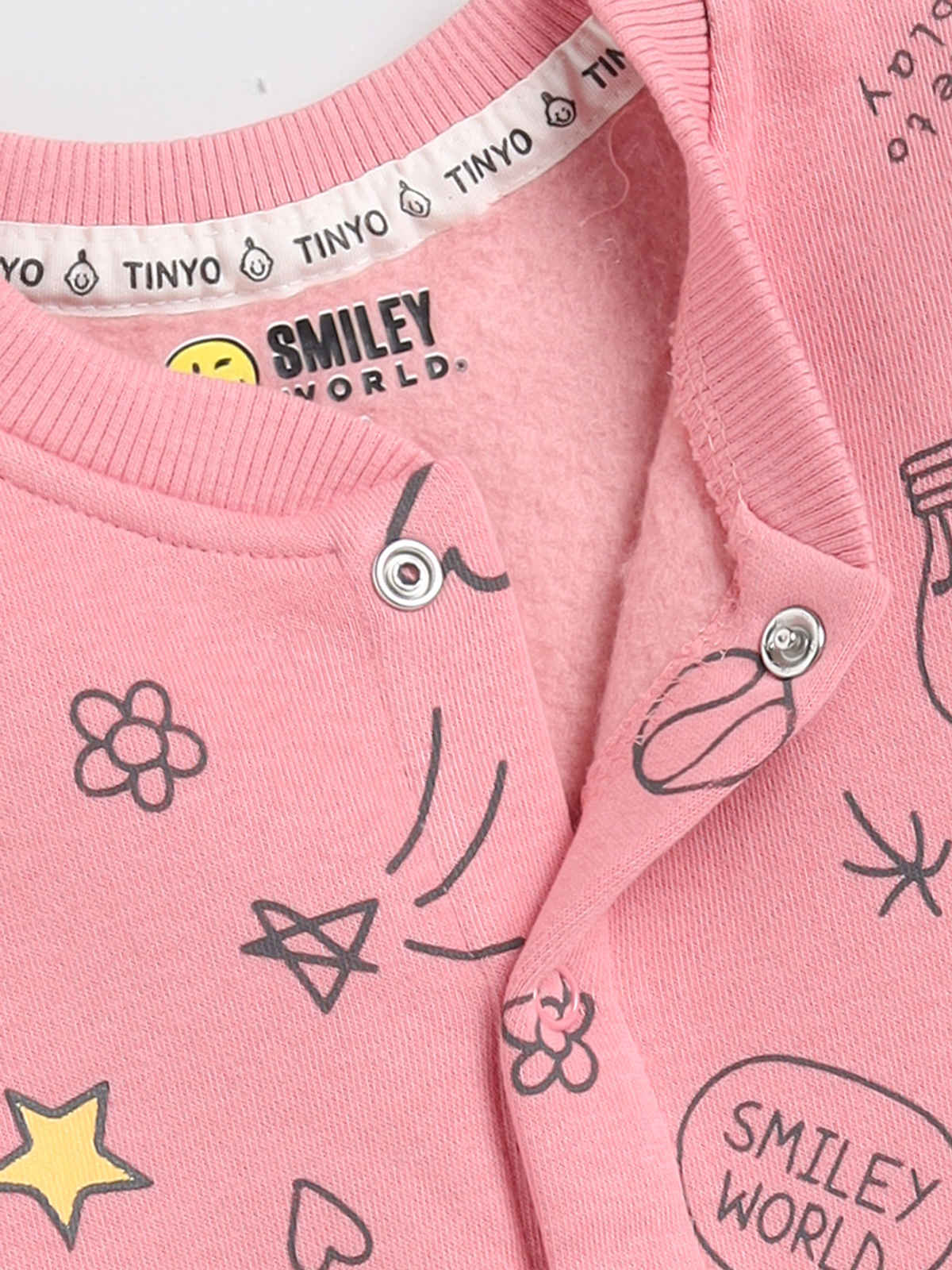 Mom's Love Smiley Printed Romper Infant Boys | Peach - 3-6 Month