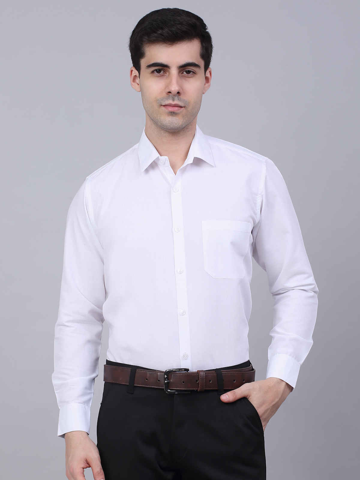 Indian Needle Men's Satin Finish Shirt | White - M
