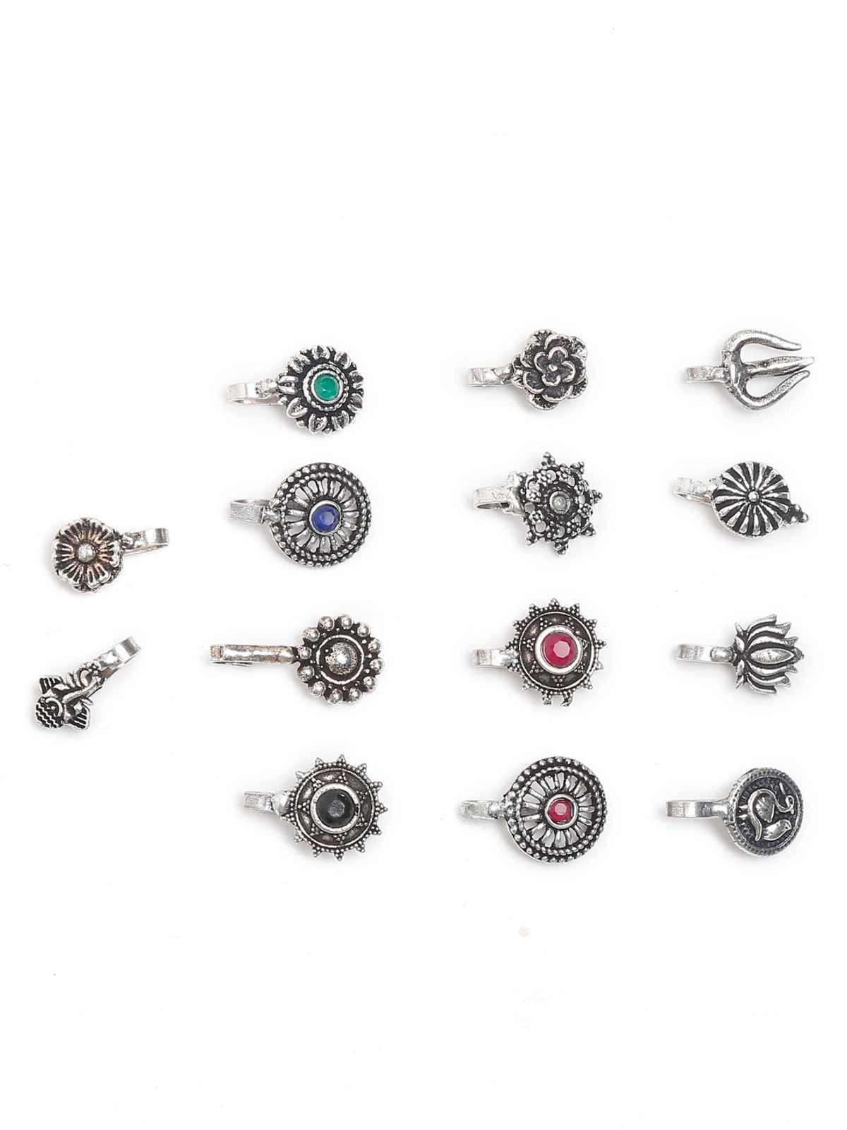 YouBella Silver Plated Alloy Nose Ring Set (YB - Nosepin - 1)