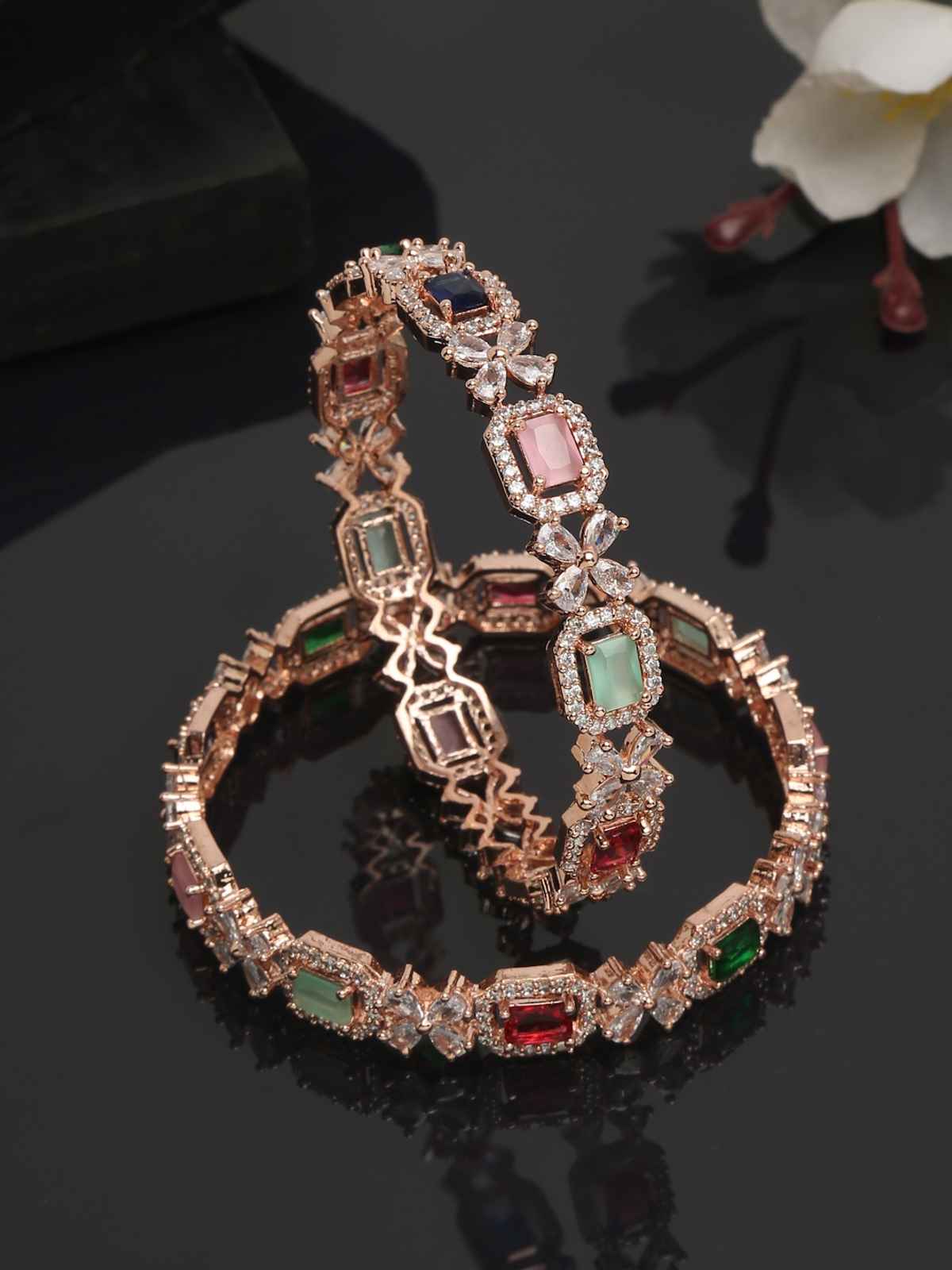 Youbella Jewellery Stylish Multi-Color Stone Studded Bangles For Girls And Women(Ybbn - 91889 - 2.8)