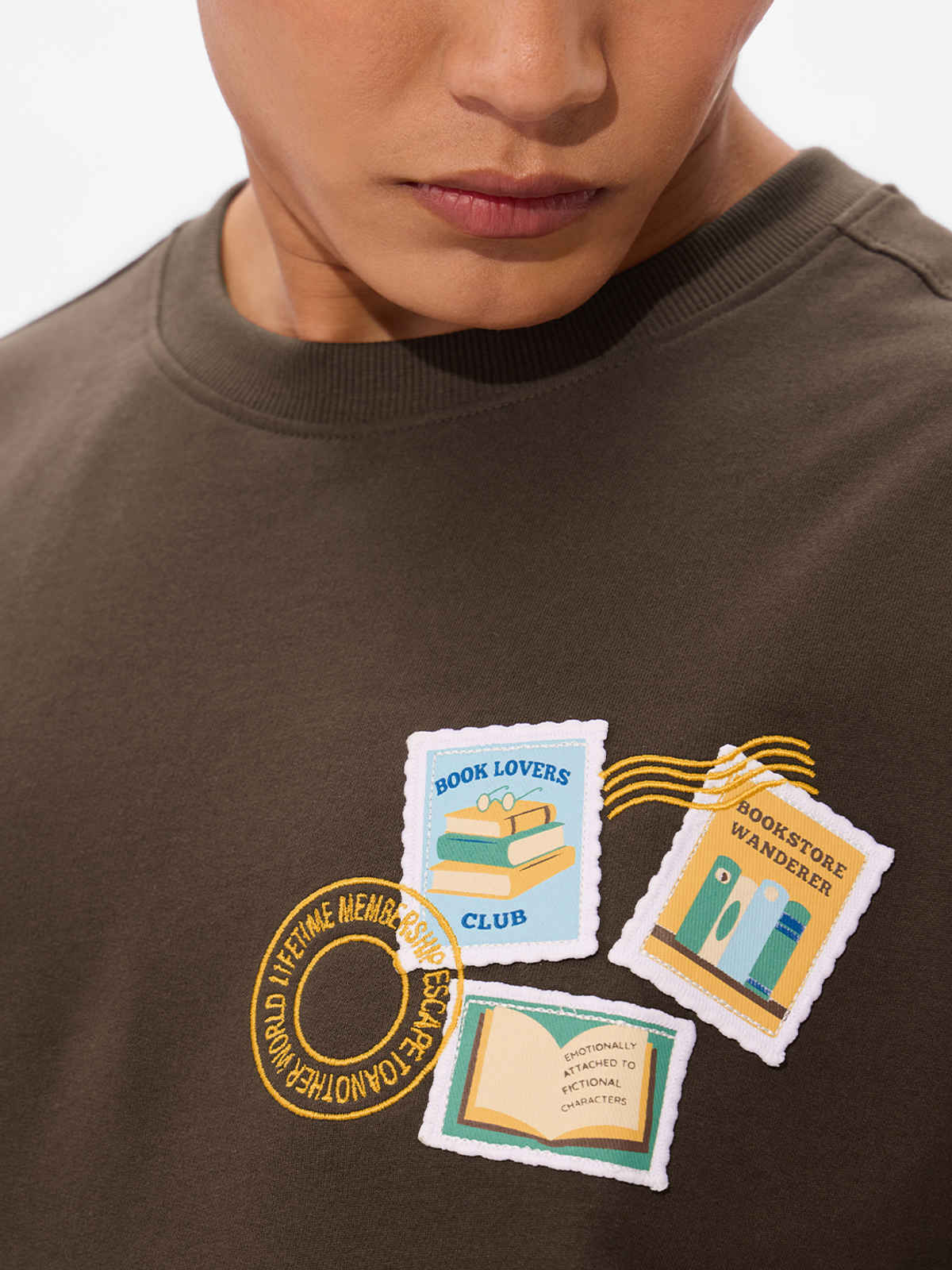 The Souled Store Men's TSS Originals Book Lover Oversized T-shirt | Brown | M