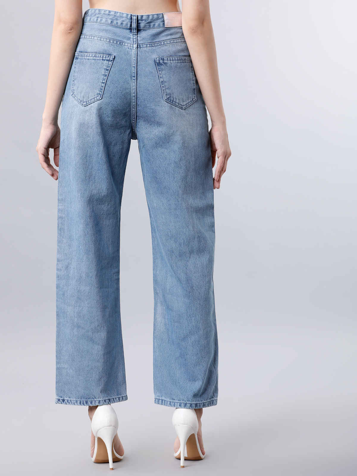 BASIC BY TOKYO TALKIES Women's Flared High-Rise Clean Look Jeans | Light Blue - 28