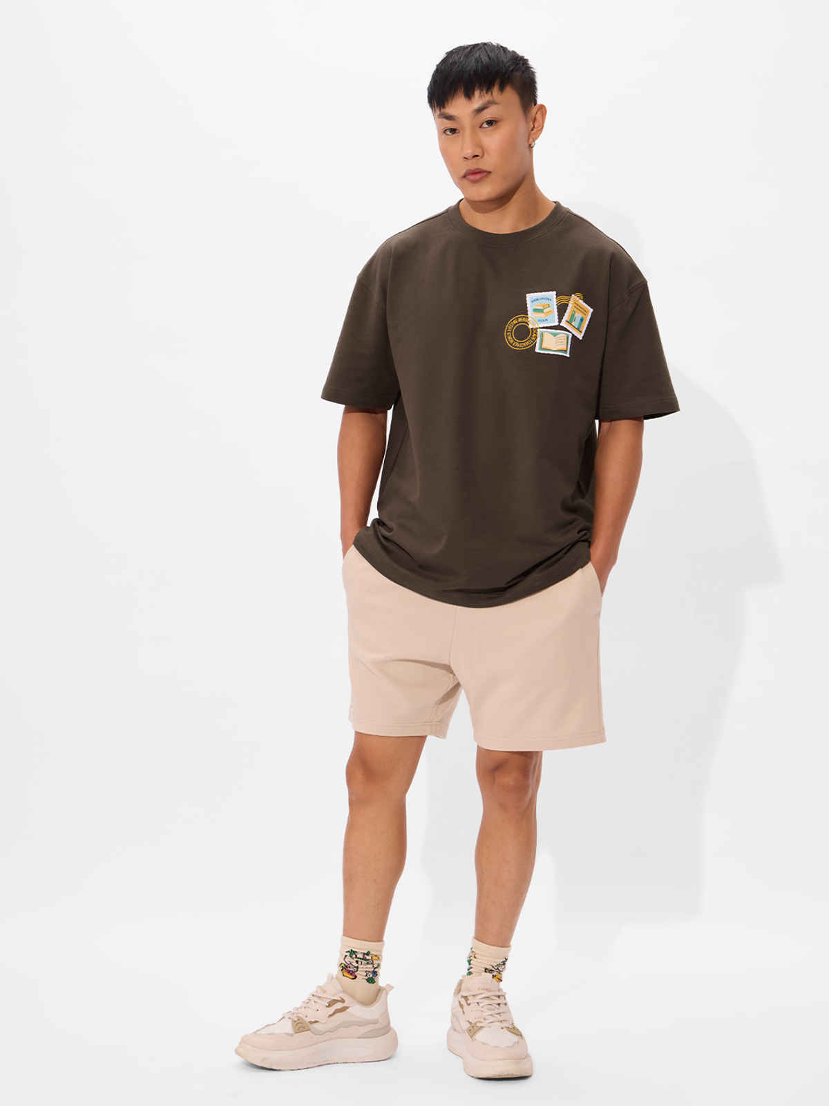 The Souled Store Men's TSS Originals Book Lover Oversized T-shirt | Brown | M