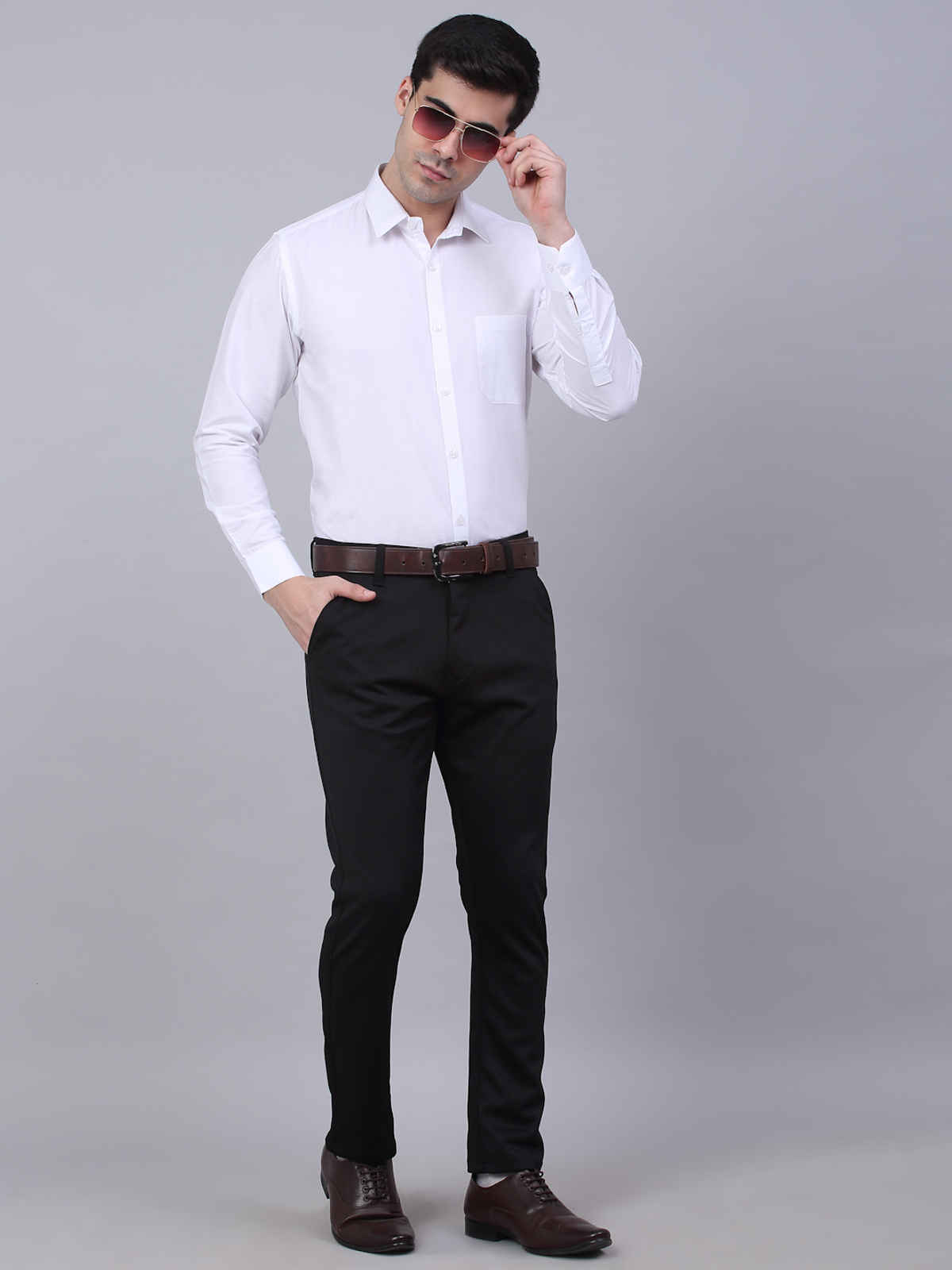 Indian Needle Men's Satin Finish Shirt | White - M