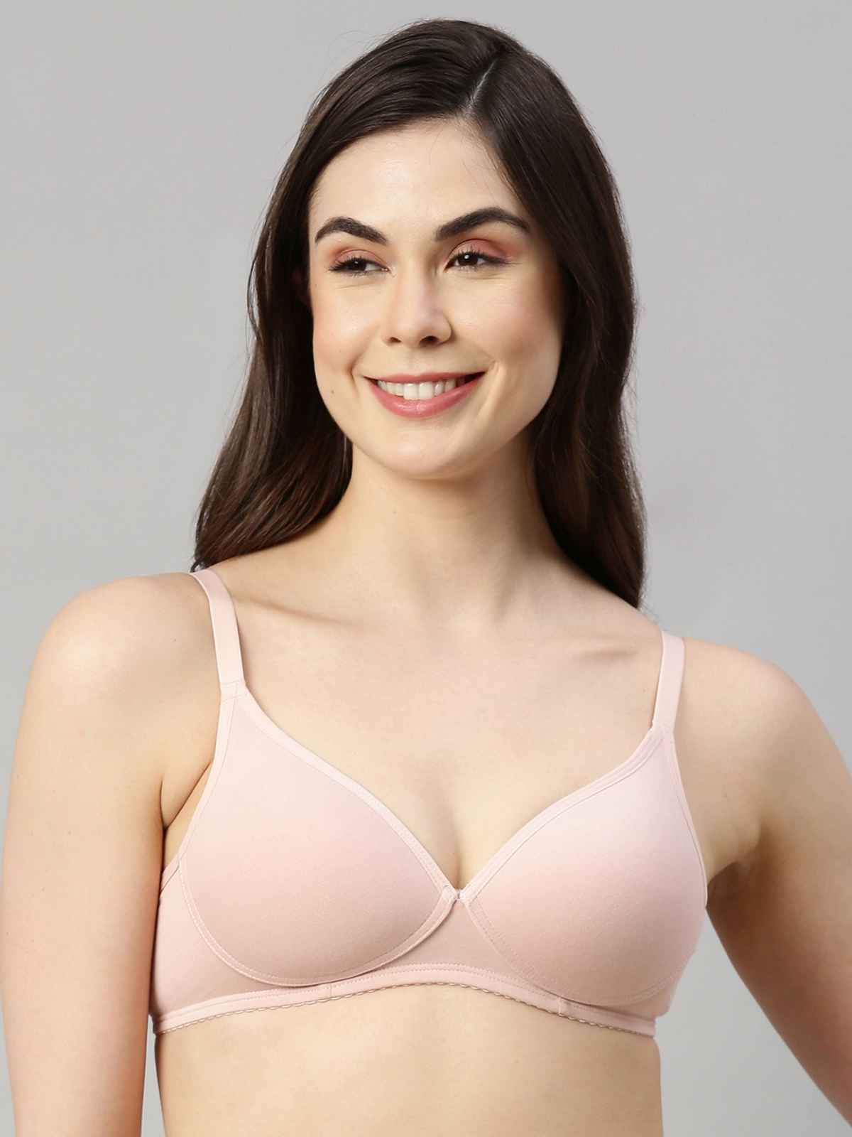 Enamor Women's A039 Perfect Coverage Cotton T-shirt Bra|Padded|Wirefree | Pearl-34D
