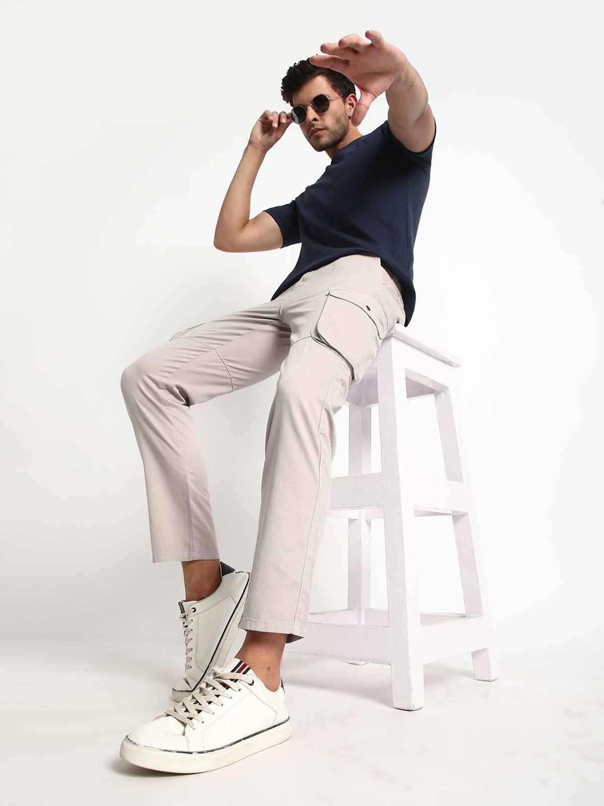 IVOC Men's Regular Fit Cargo Trousers | Grey - 32