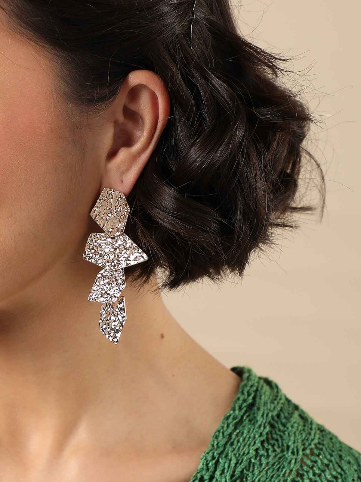Sohi Gold-Toned Contemporary Drop Earrings For Women's