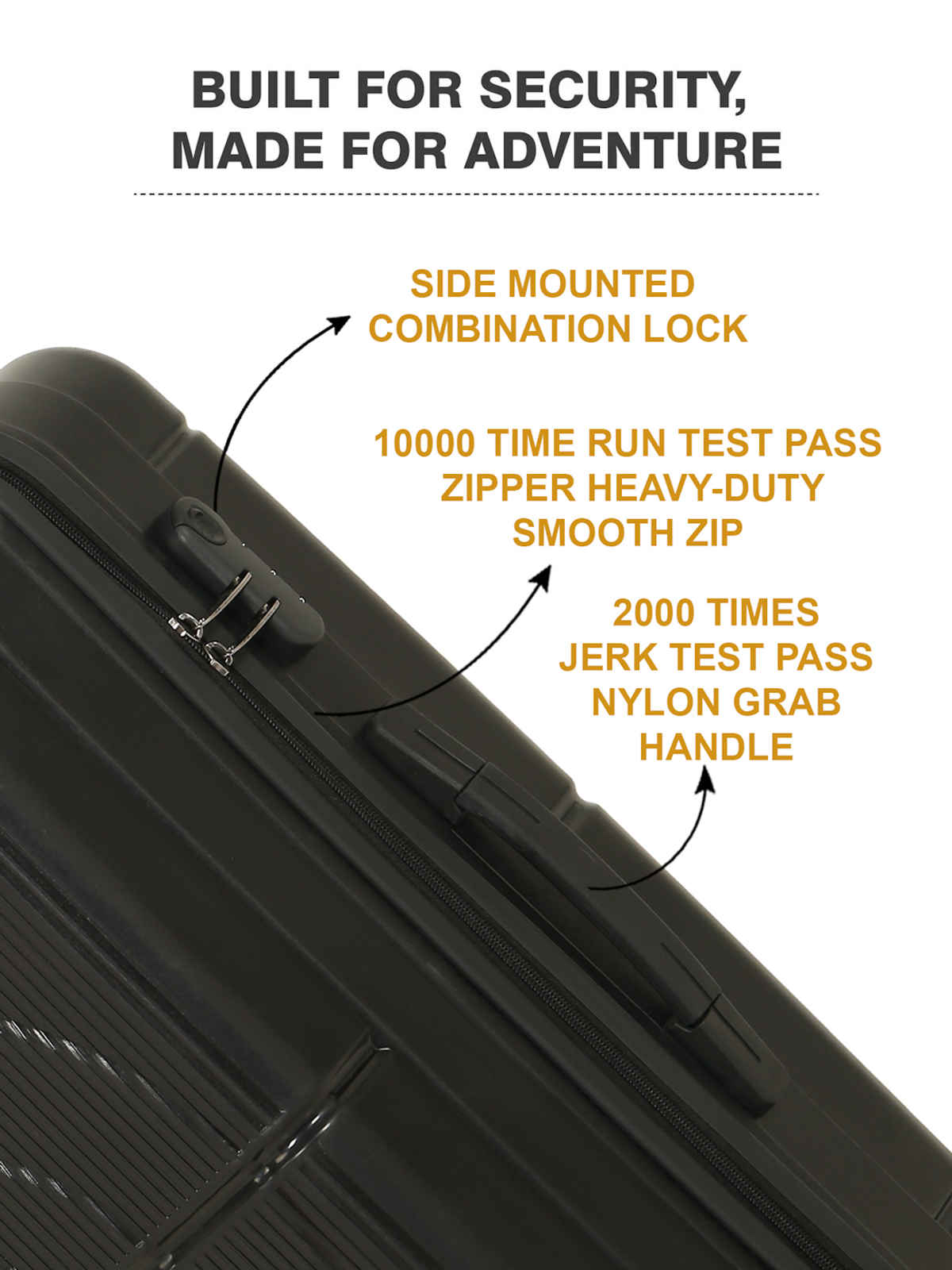 Teakwood Textured PP 48 L Telescopic Hard Luggage | Black - 55 cm