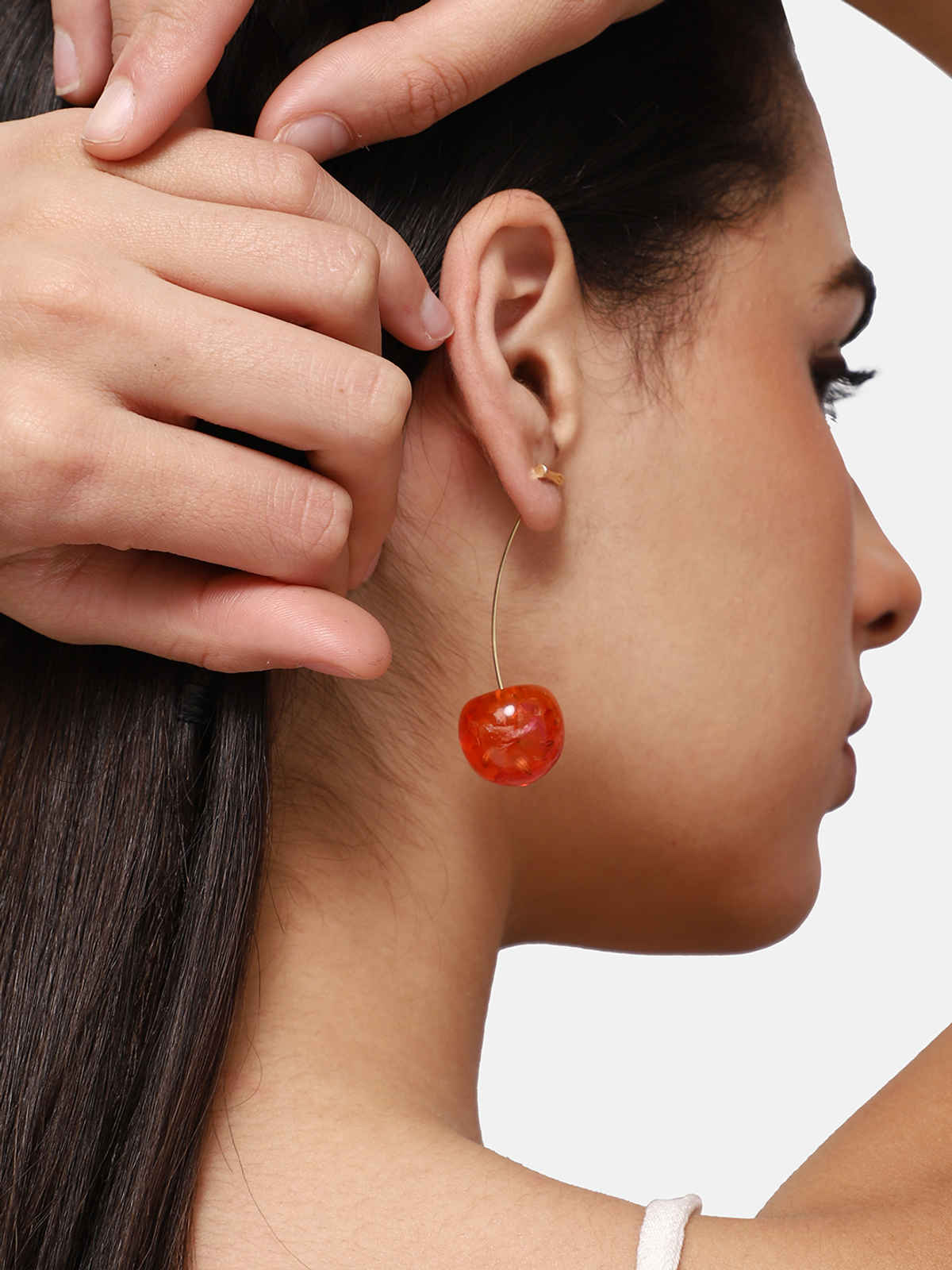 Sohi Red Gold Plated Contemporary Drop Earrings