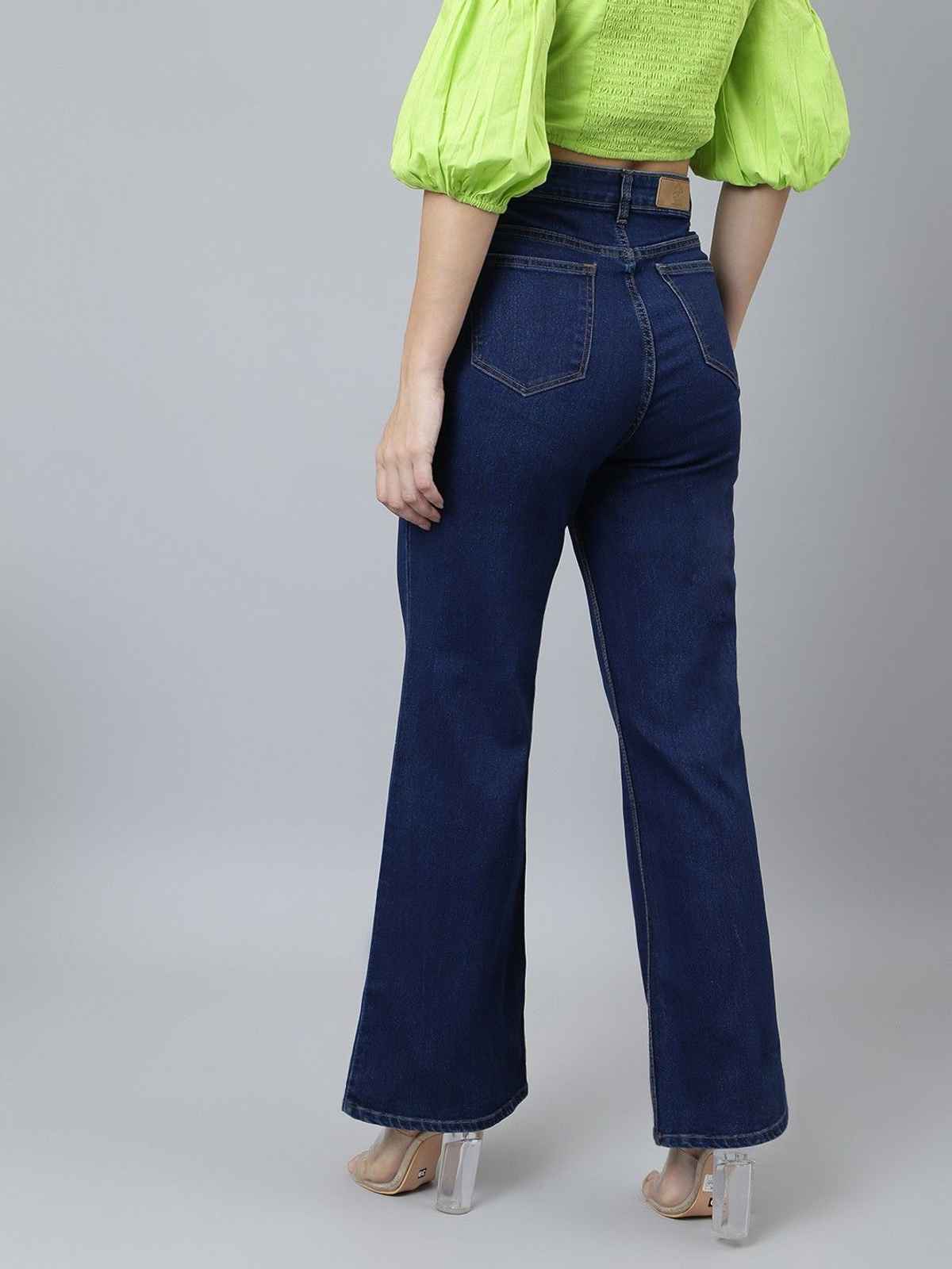 Aadvi Fashion Women's Straight Fit High-Rise Stretchable Jeans | Dark Blue - 28