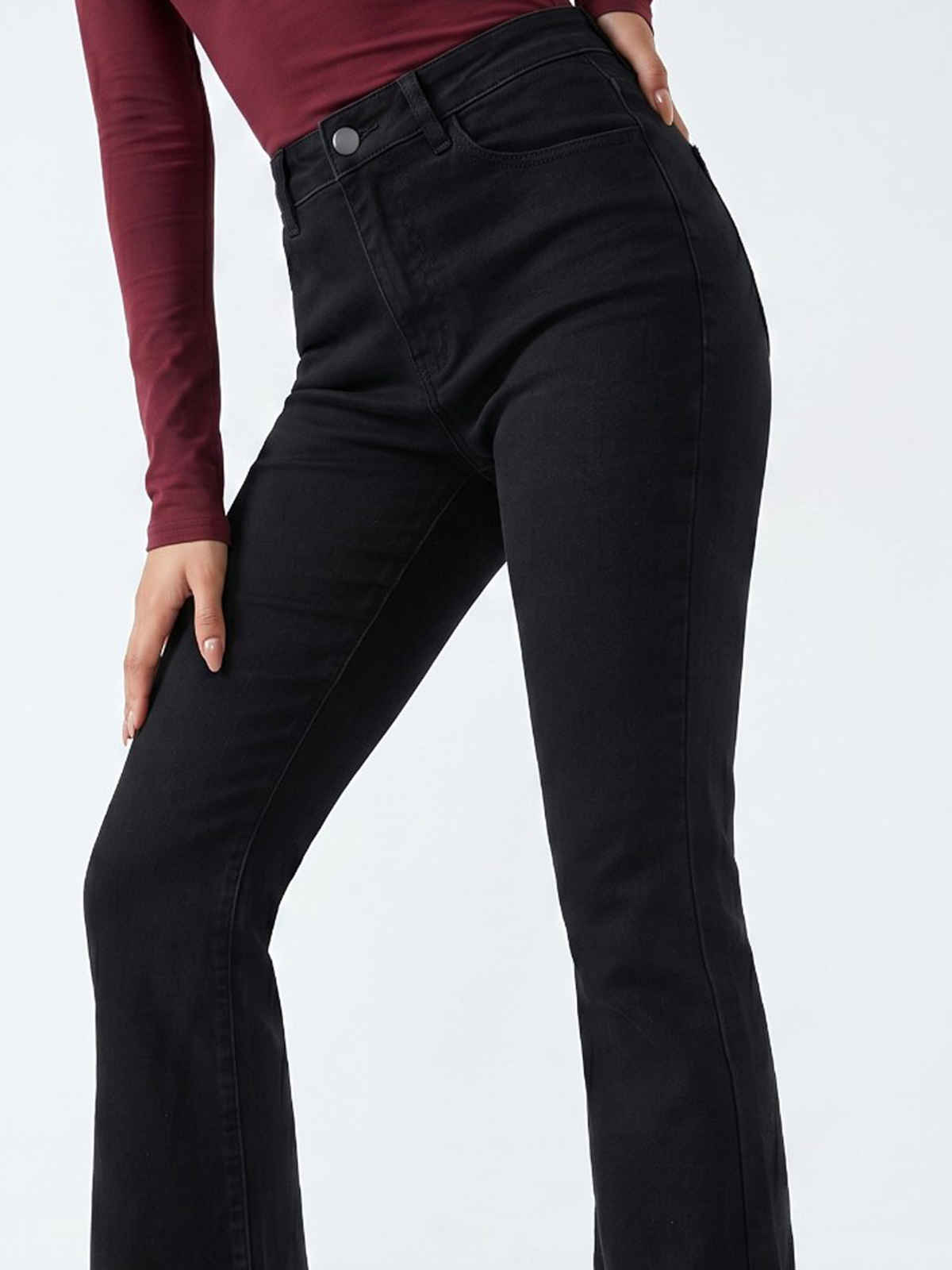Aadvi Fashion Women's Bootcut High-Rise Stretchable Jeans | Black - 34