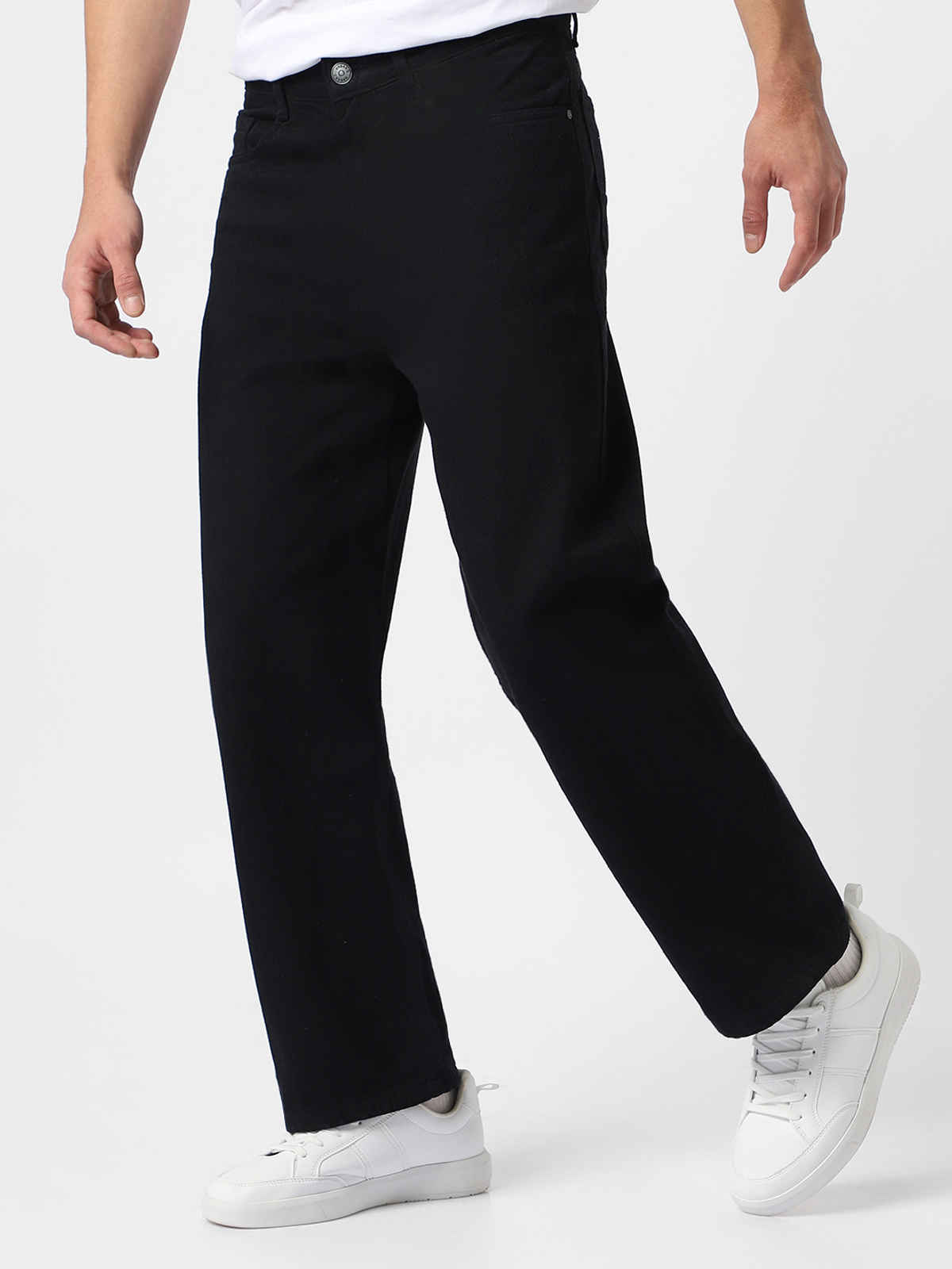 Urbano Fashion Men's Jeans Loose Baggy Fit Washed Non-Stretchable | Black | 32