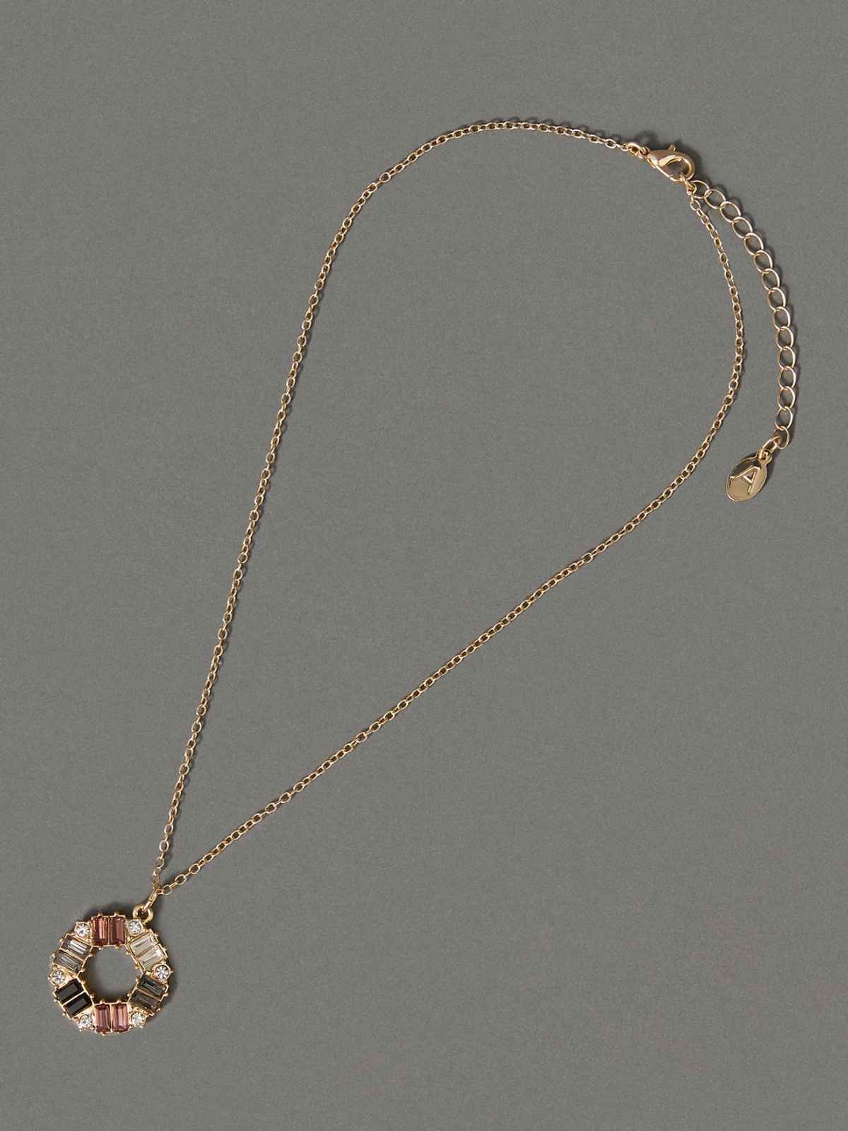 Accessorize London Women's Gold Baguette Circle Pendant Necklace - Multi