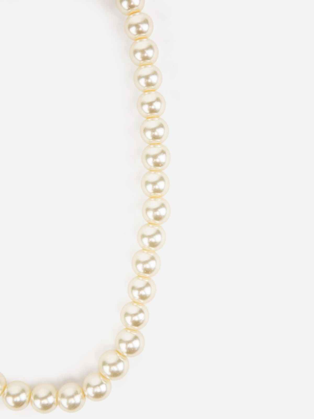 Priyaasi Classic White Pearl Link Gold-Plated Necklace