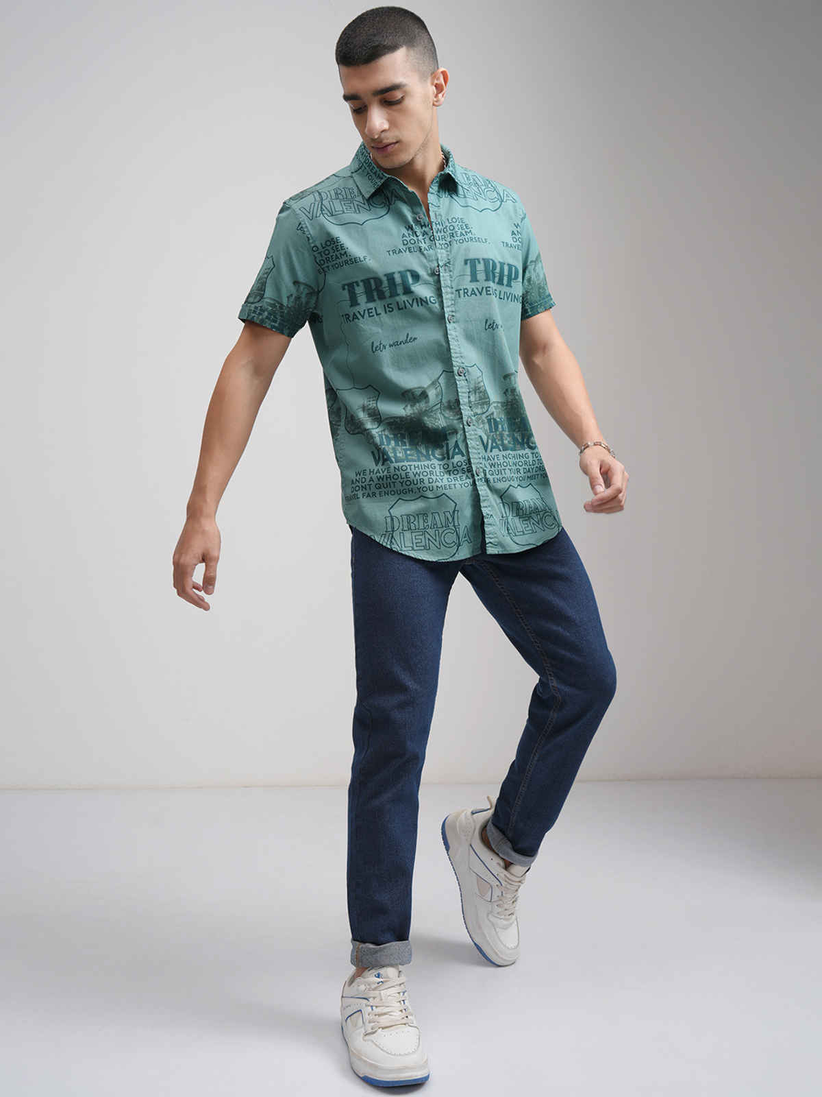 Highlander Men's Tapered Fit Clean Look No Fade Stretchable Jeans | Blue - 34