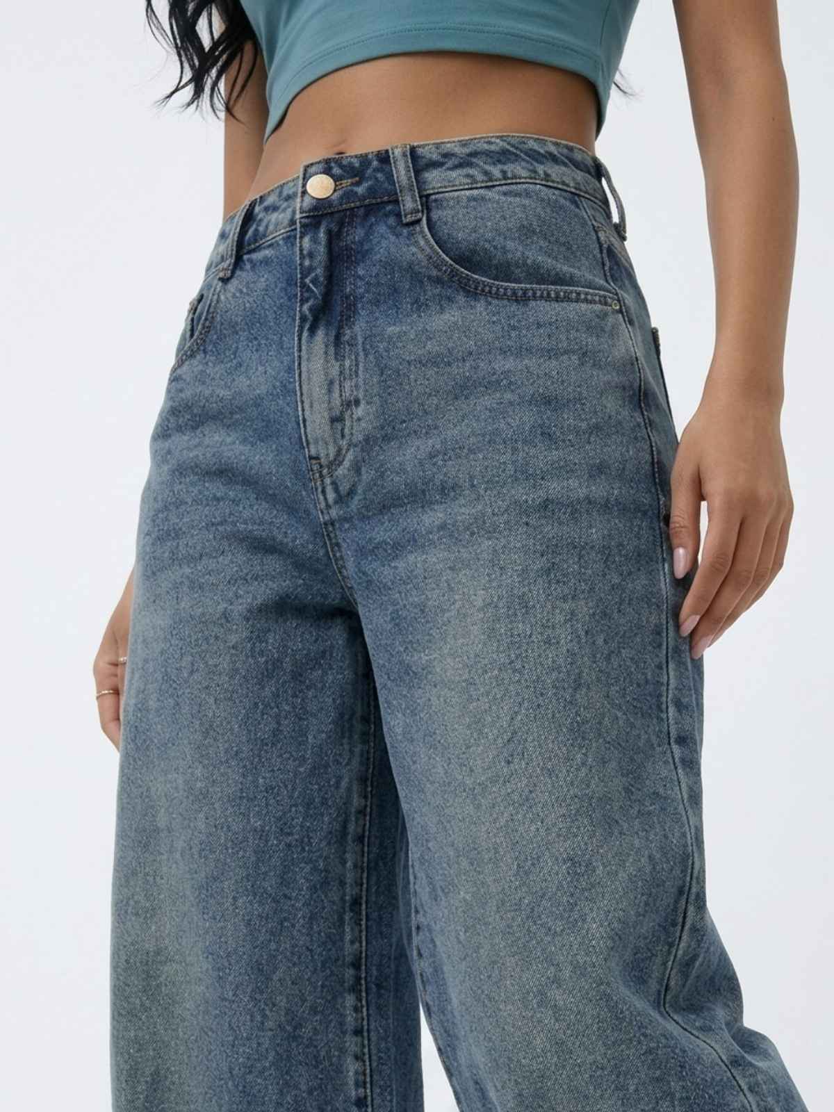 Aadvi Fashion Women's Jean Wide-Leg High-Rise Stretchable Jeans | Blue - 30