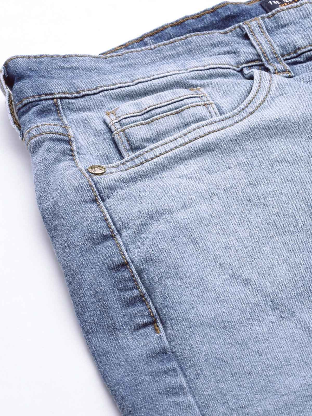 The Indian Garage Co Men | Slim Fit Solid Casual Denim Shorts | Light Blue | 30
