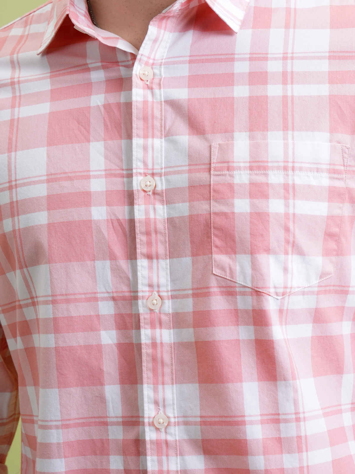 Highlander Men Lt Pink & White Checked Slim Fit Shirt |Light Pink/White - S