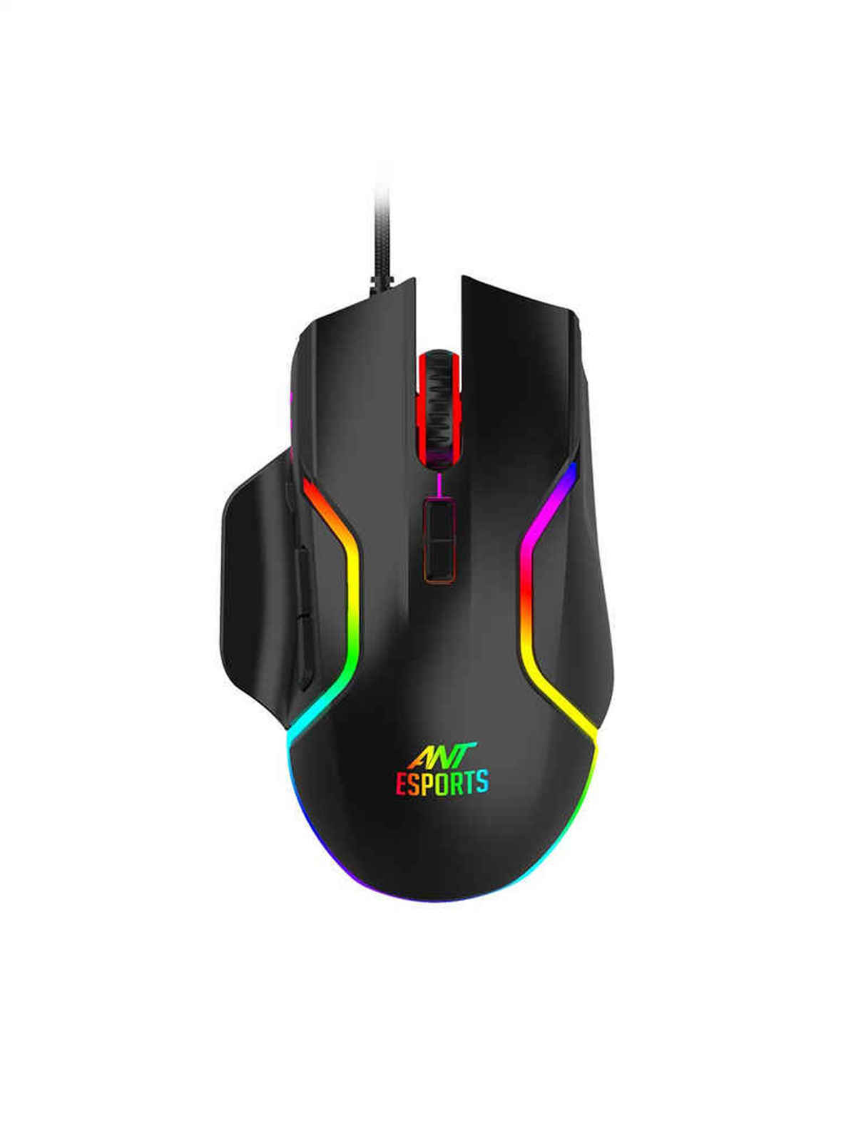 Ant Esports GM320 RGB Optical Wired Gaming Mouse | 8 Programmable Buttons | 12800 DPI I Ergonomic Design with Braided Cable - Black