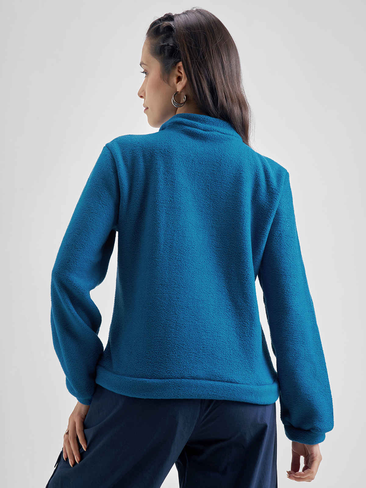 Tokyo Talkies Women's Mock Collar Sweatshirt | Teal - S