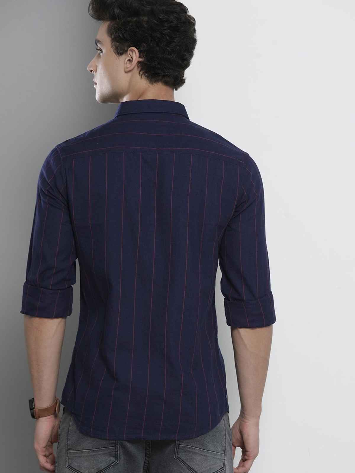 The Indian Garage Co Men's Slim Fit Solid Casual Shirt | Black - S