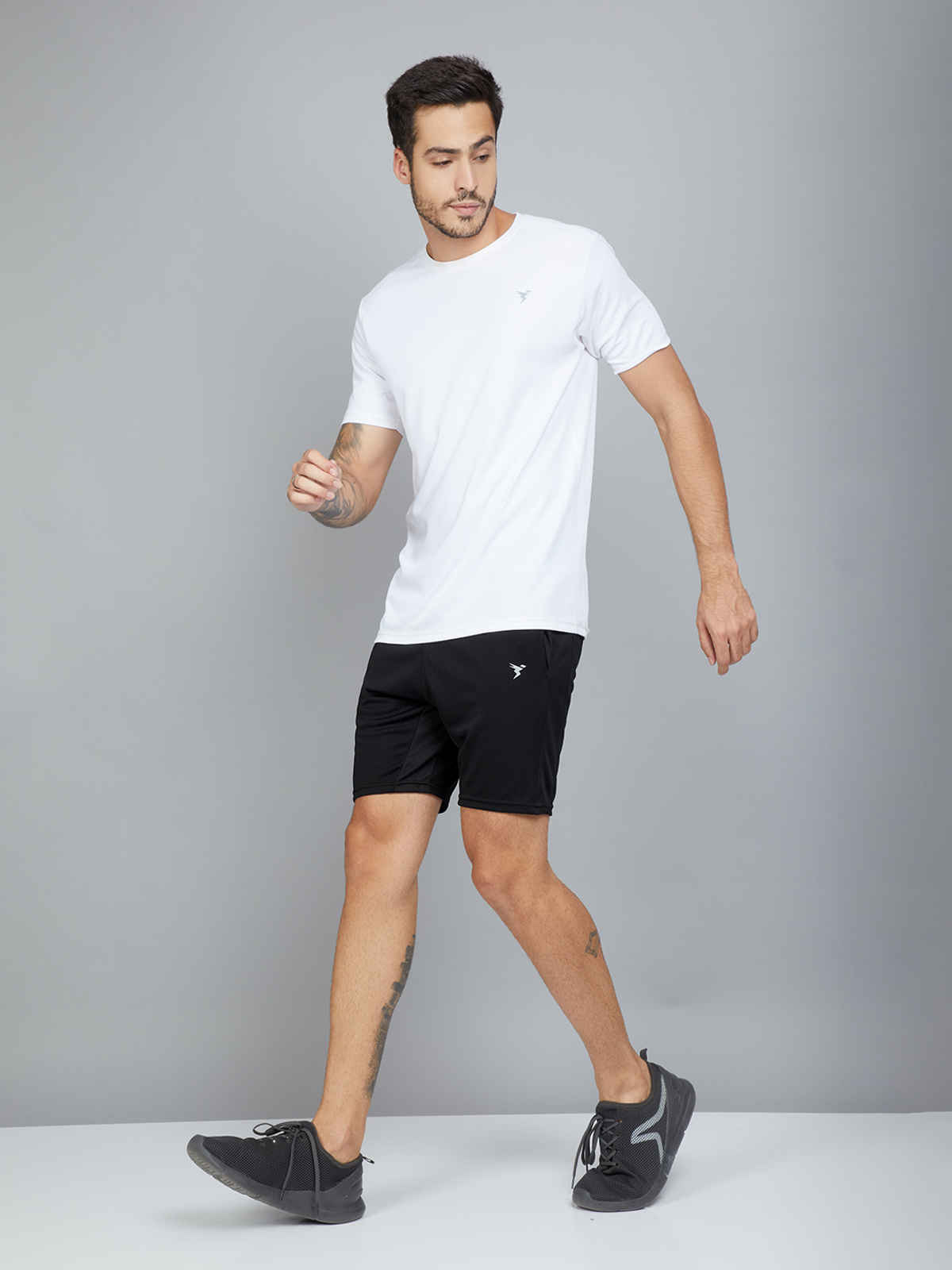 Technosport Men's Solid Slim Fit Sports Shorts with TECHNO DRY| Black - M
