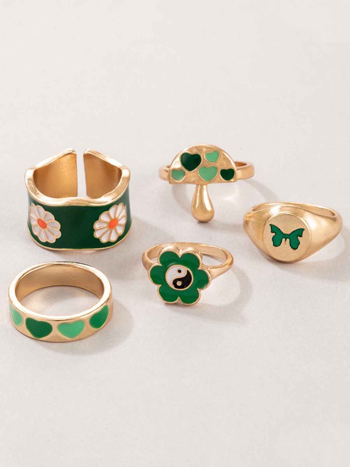 YouBella Jewellery Gold Plated Enamelled Combo of Rings for Girls and Women (YBRG - 20144)