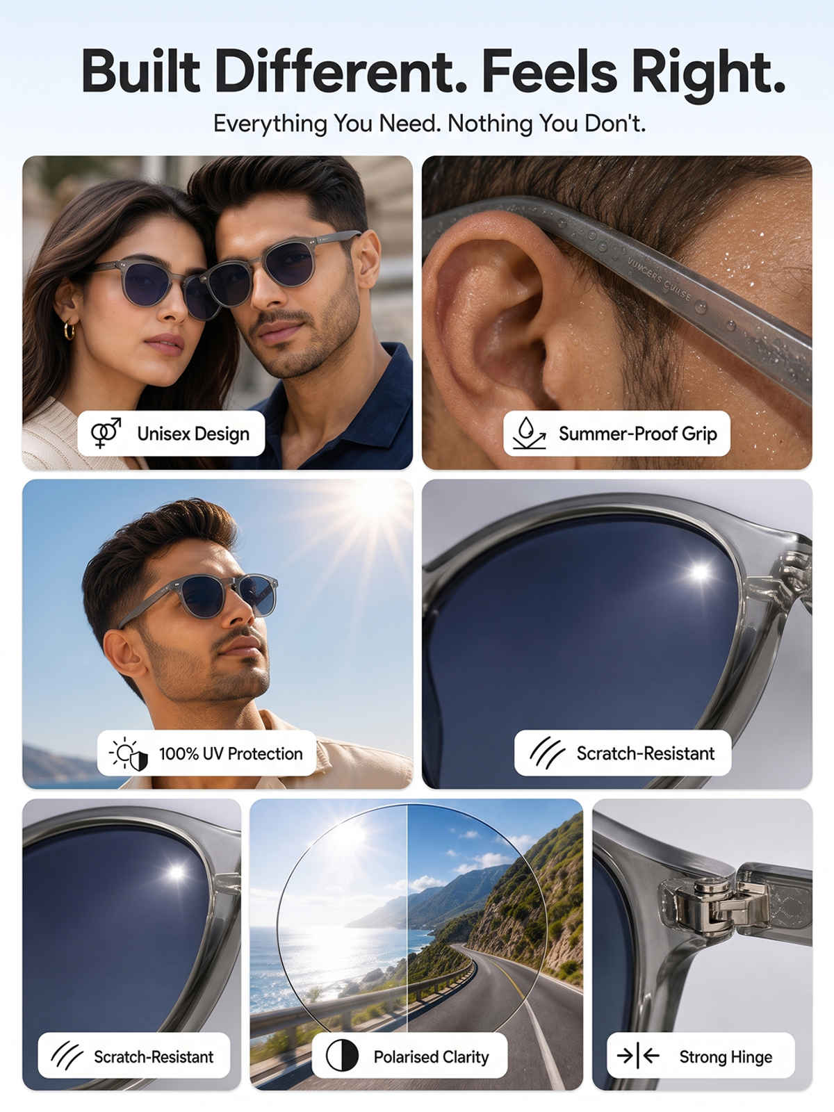Vincent Chase By Lenskart Unisex Metal Round Sunglasses | Grey - M