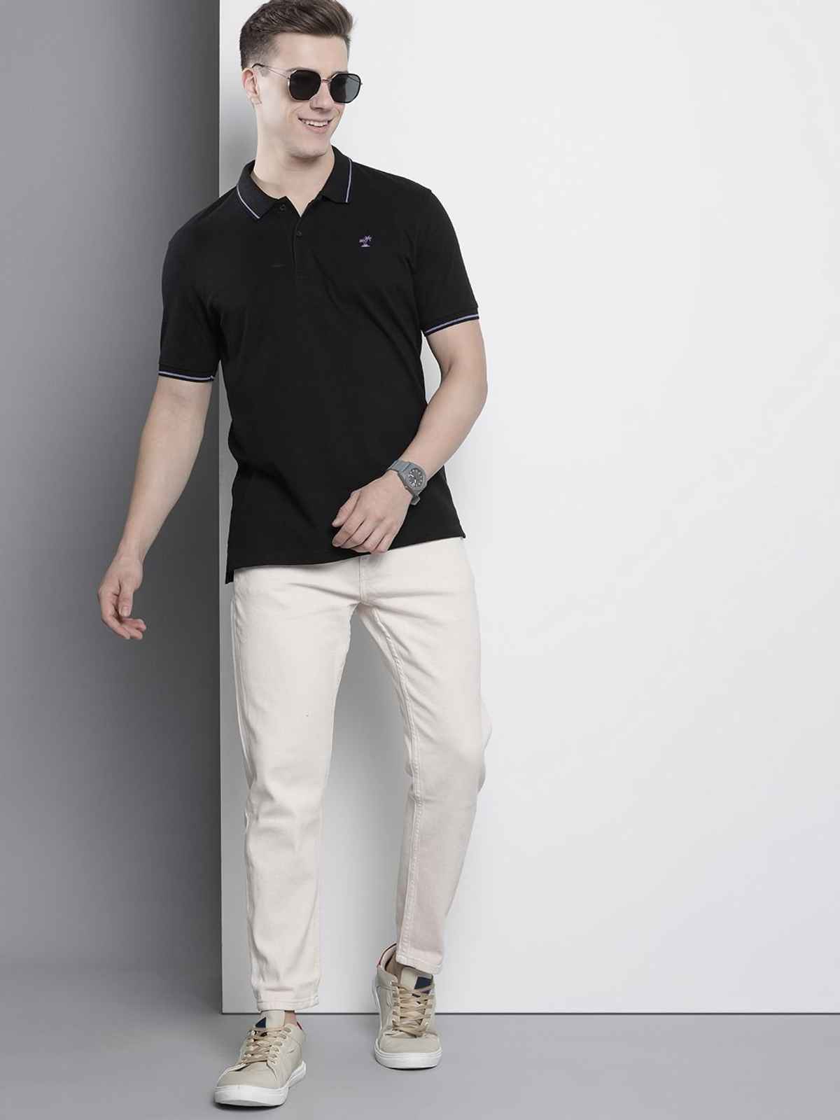 The Indian Garage Co Men's Regular Fit Printed Casual T-Shirt | Black - 2XL