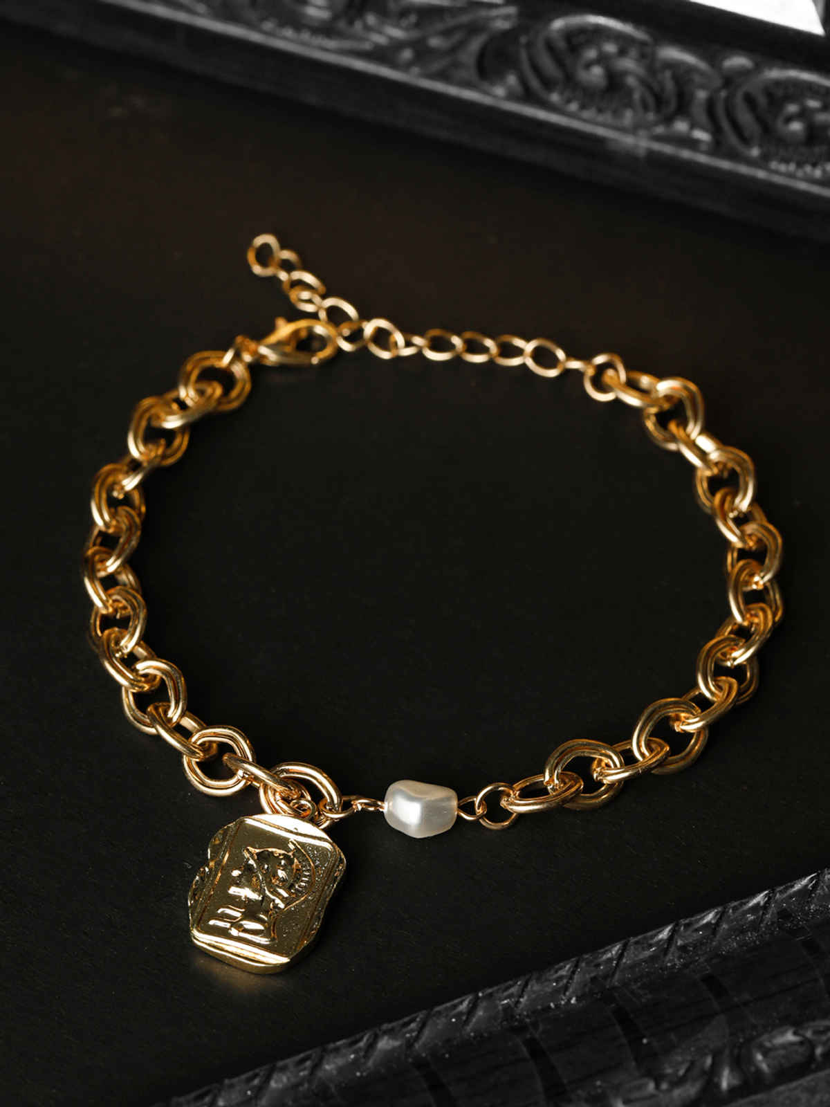 Prita By Priyassi Pearls Gold Plated Link Bracelet
