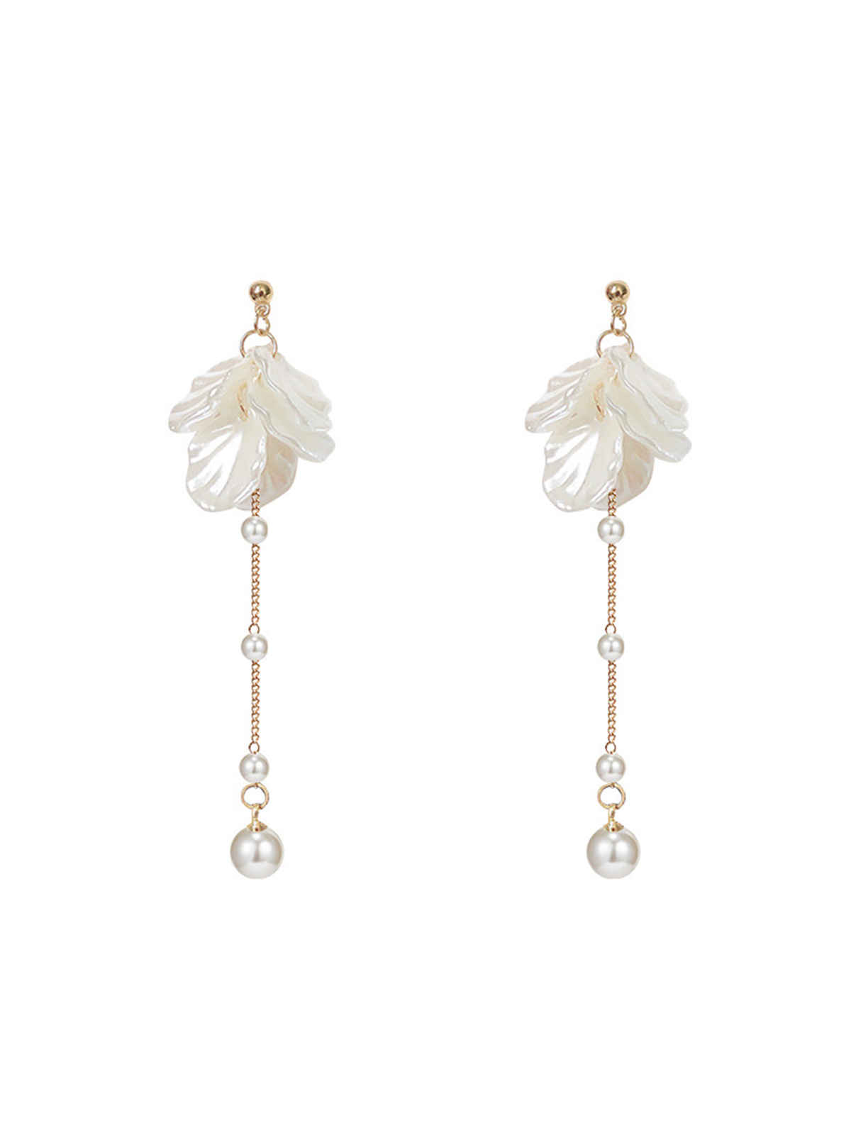 Yellow Chimes Gold Plated Pearl Studded Contemporary Drop Earrings