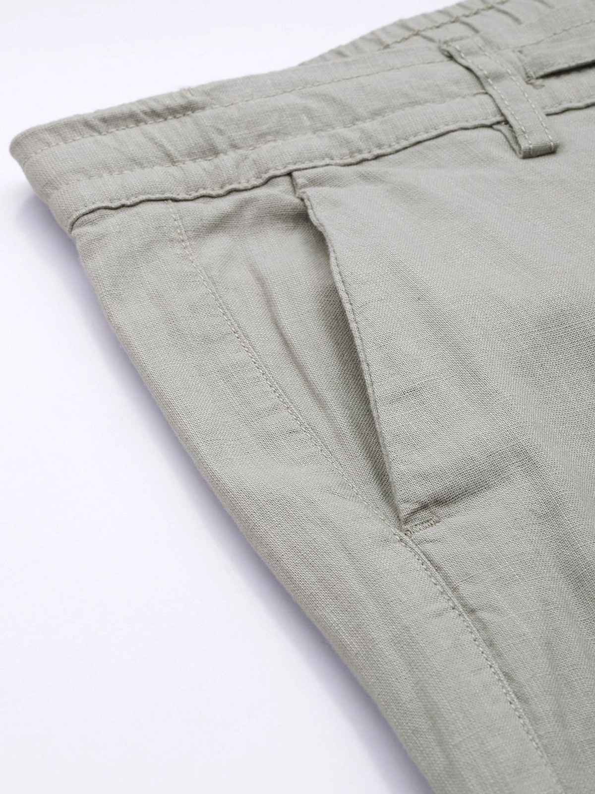The Indian Garage Co Men's Slim Fit Solid Casual Trouser | Natural Grey - 30