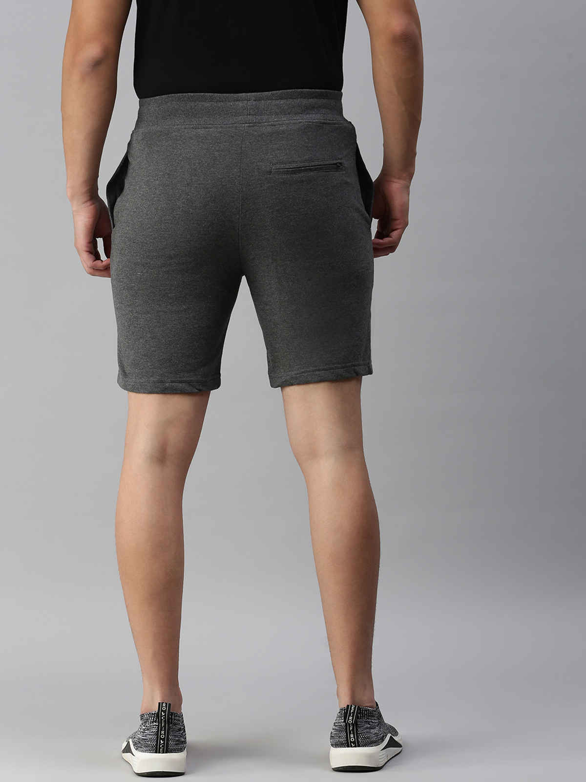 Onn French Terry Active Superior Cotton Shorts | Black Melange - L