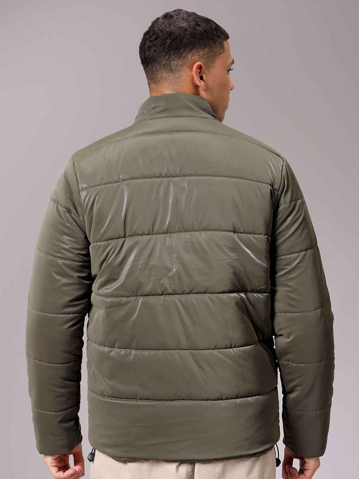 The Indian Garage Co Men's Slim Fit Solid Jacket | Olive - L