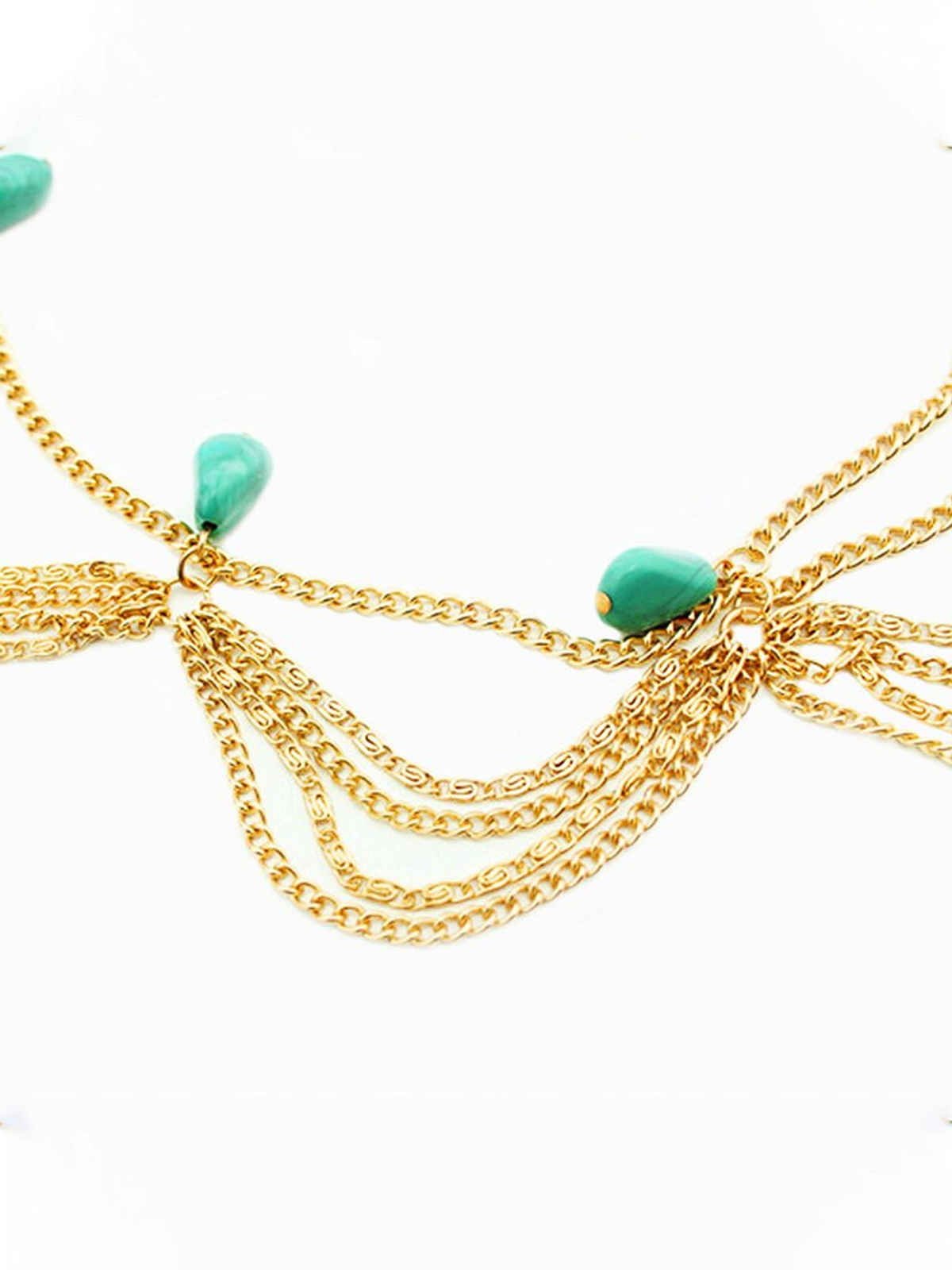 Unwind by Yellow Chimes Gold Toned Multilayer Head Jewellery for Women