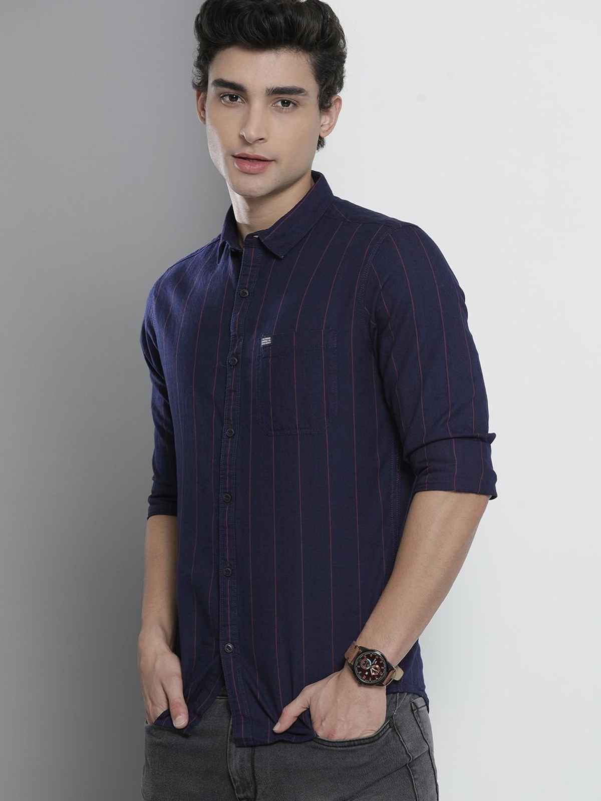 The Indian Garage Co Men's Slim Fit Solid Casual Shirt | Black - S