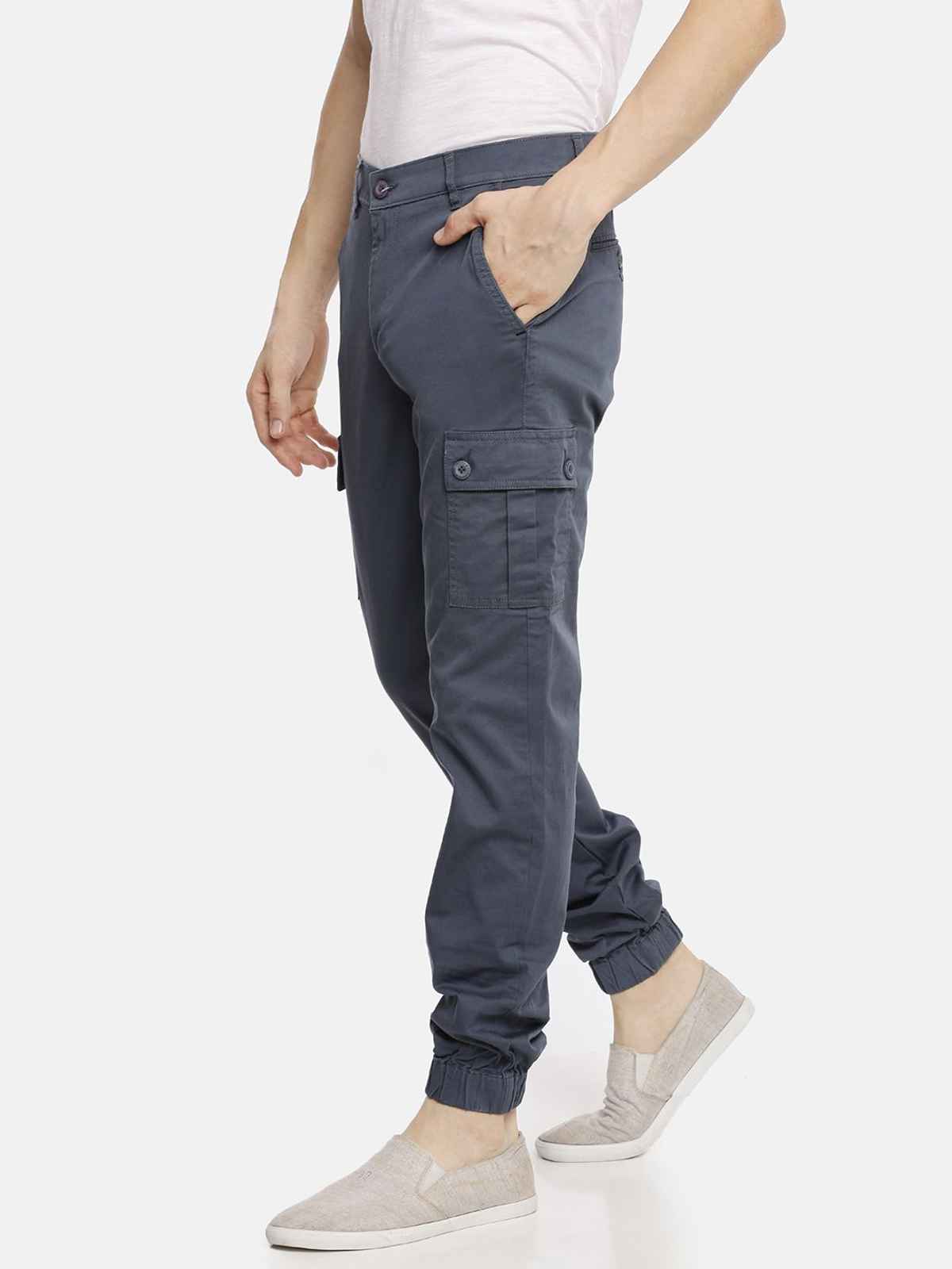 The Indian Garage Co Men's Slim Fit Solid Casual Trouser | Blue - 34