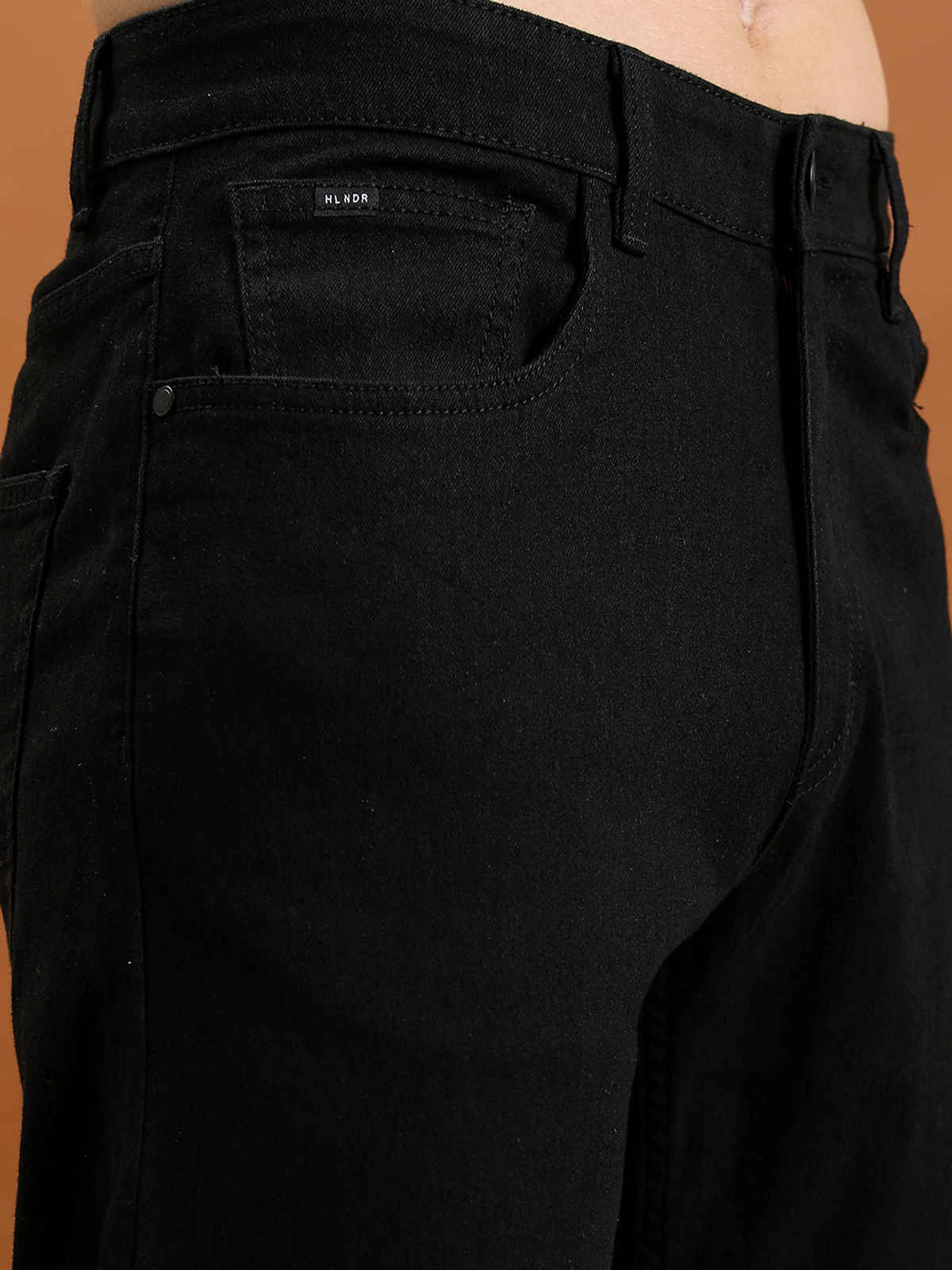 Highlander Men's Straight Fit Clean Look Stretchable Jeans | Black - 32