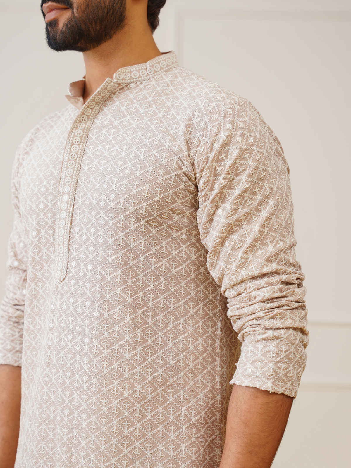 Jompers Men's Kurta | Ko 5005 | Beige - S