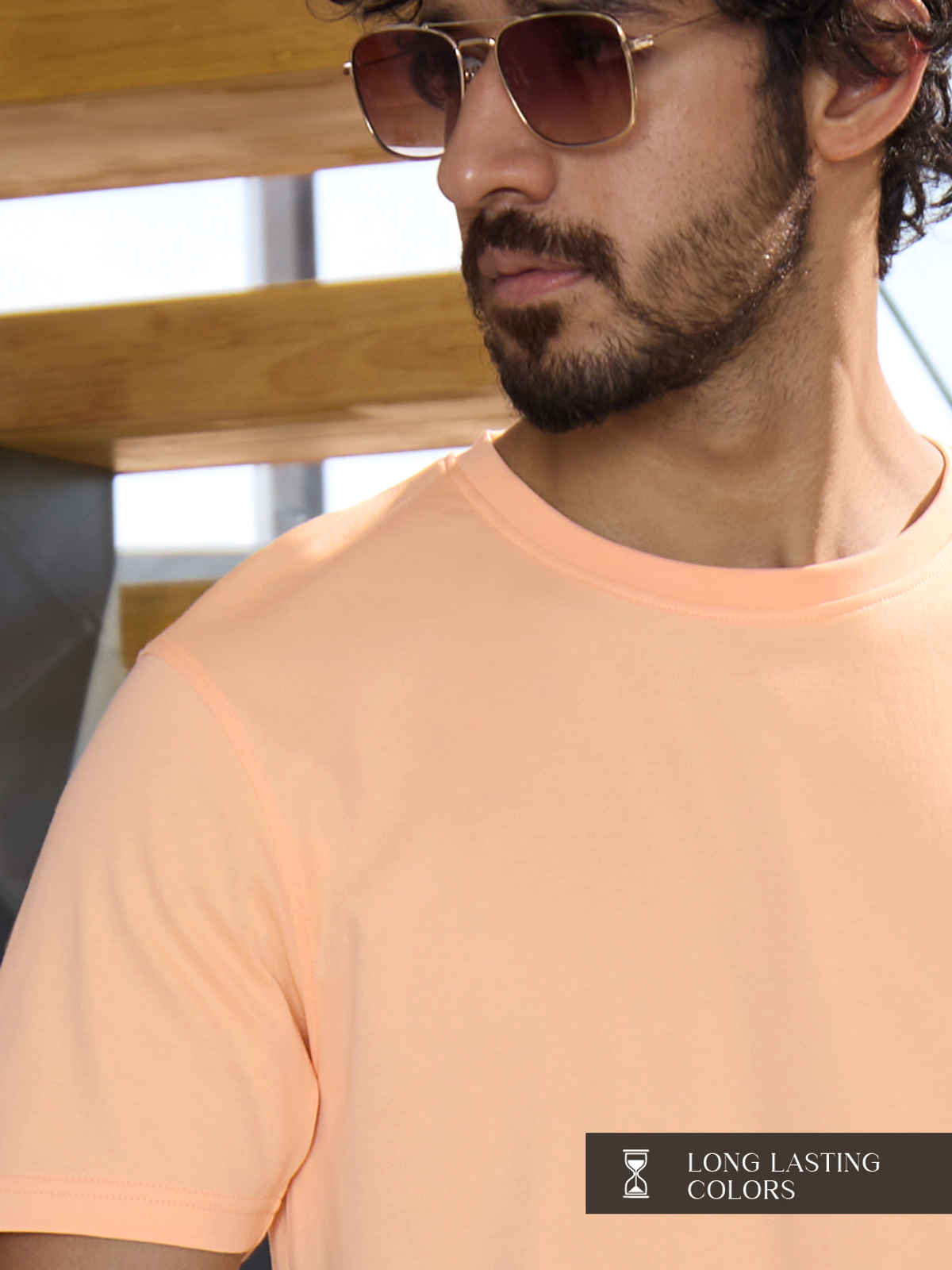 The Souled Store Men's Regular Supima- Peach Supima T-shirts | S