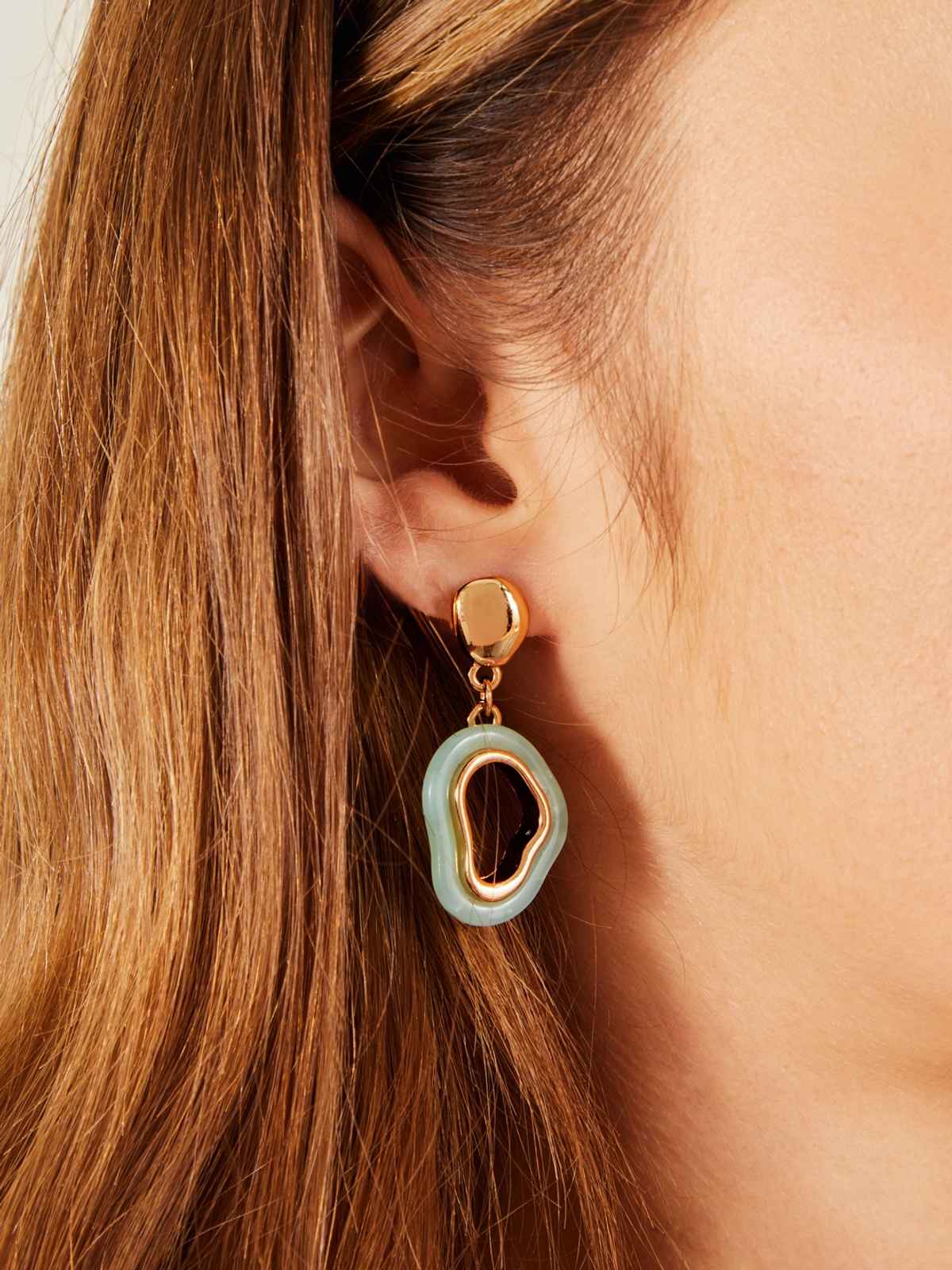 Accessorize London Women's Green Resin Inlay Drop Earrings - Green