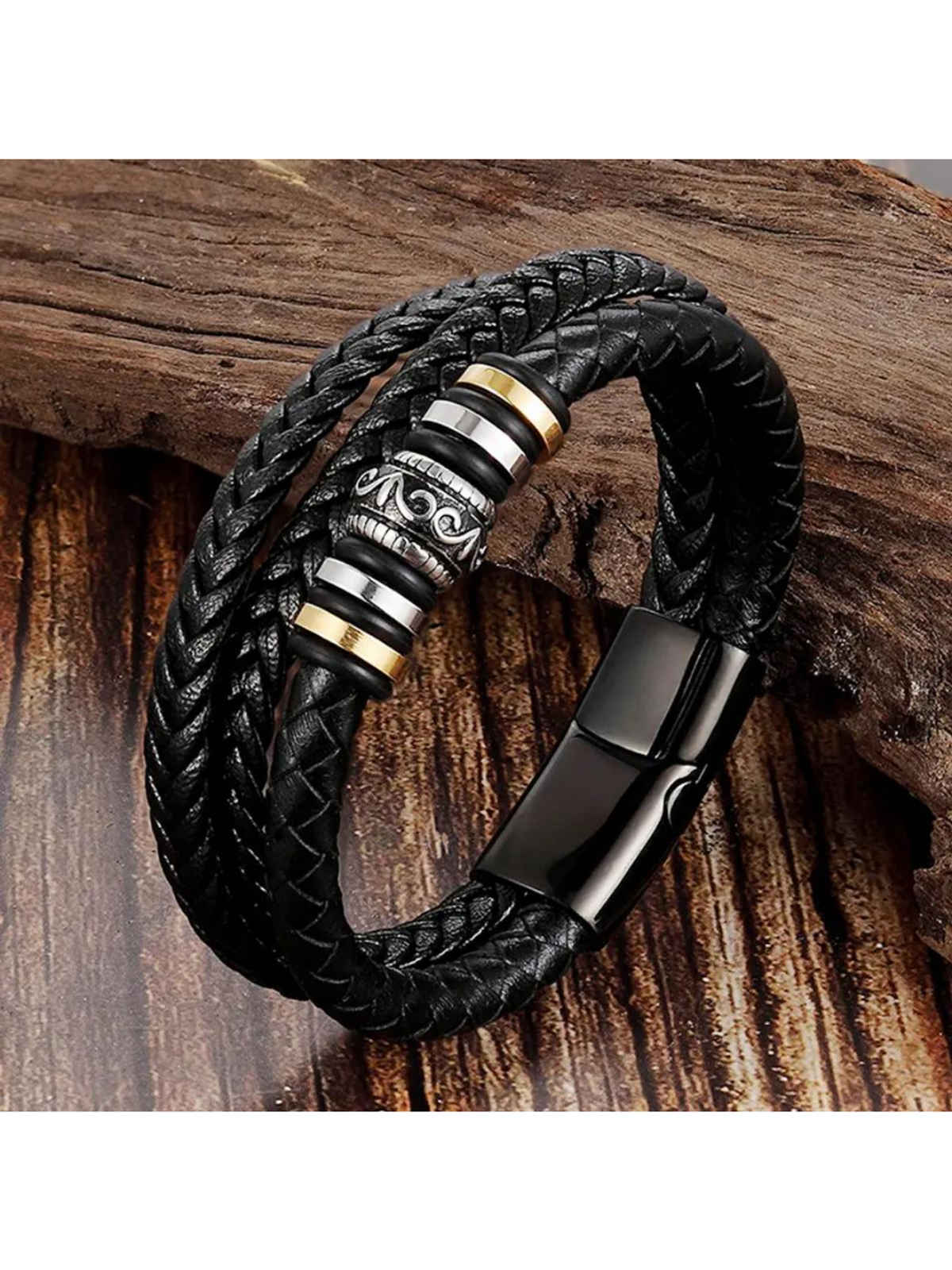 SALTY Alpha Stavros Ethnic Style Bracelet for Men and Boys| Anti-Tarnish | Black
